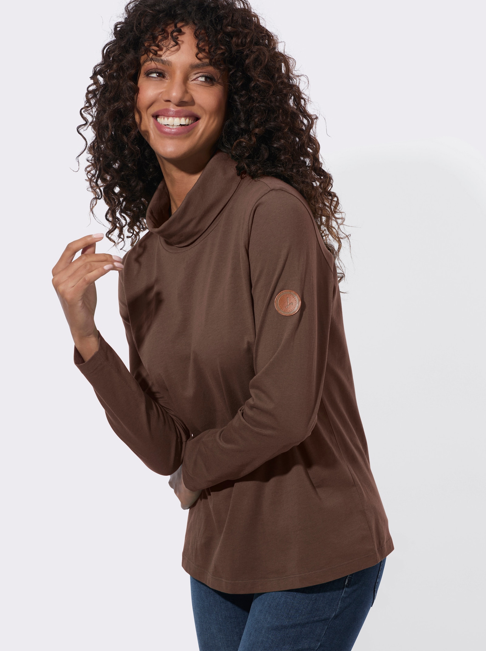 Rollkragenshirt aus reiner Baumwolle - schoko