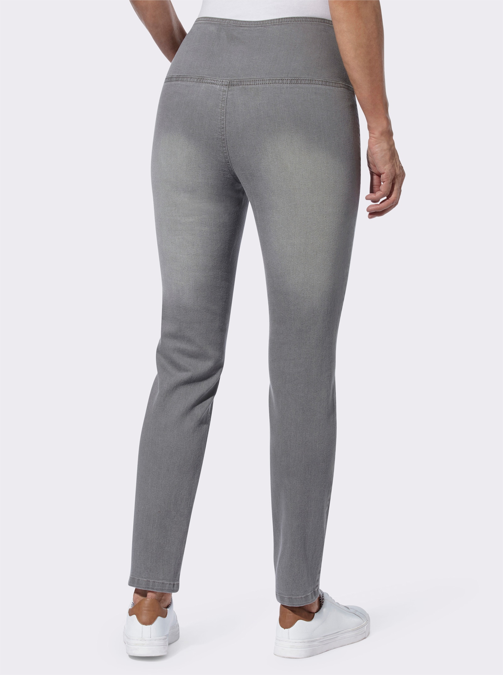 Stretch-Jeans mit überlappendem Bund - light grey-denim