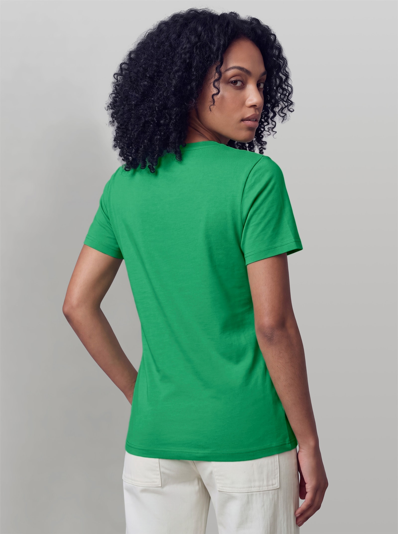 heine Kurzarmshirt mit Schriftzug - grasgrün
