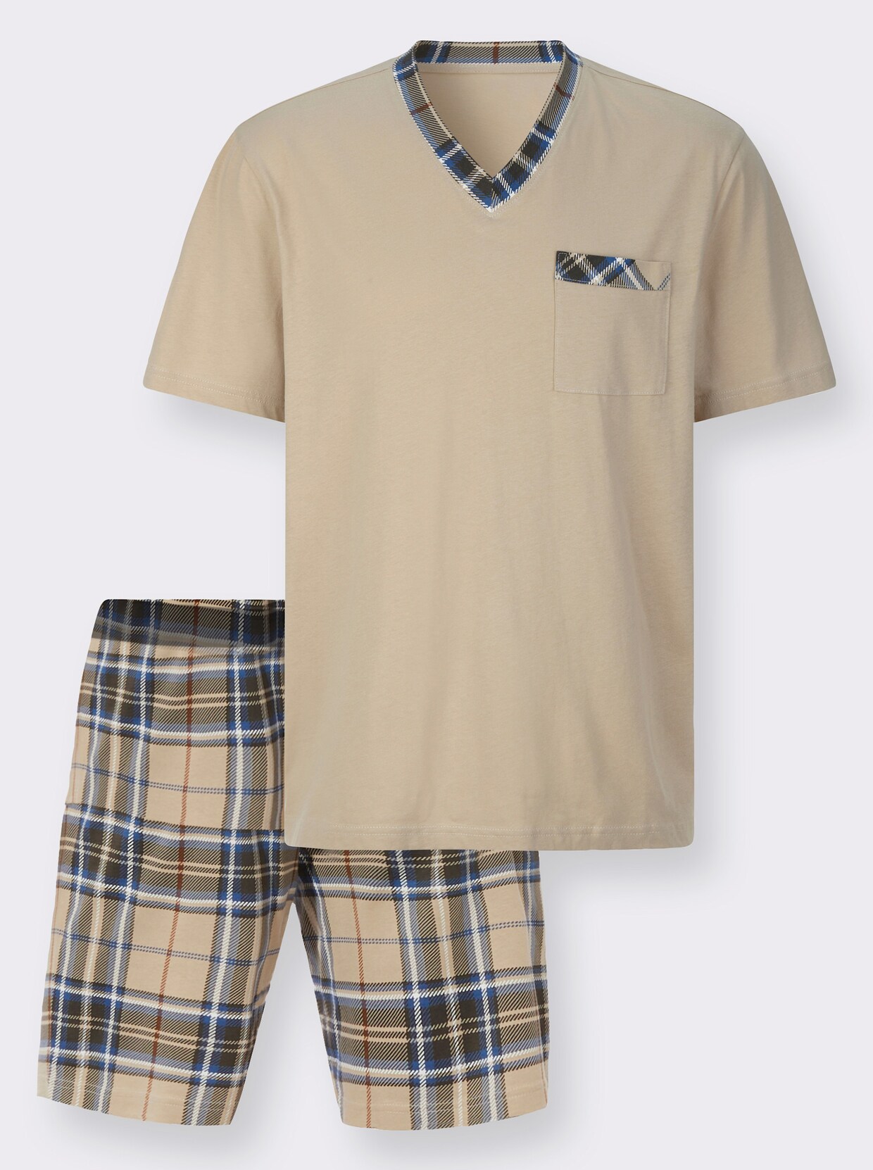 Shorty - beige-kariert
