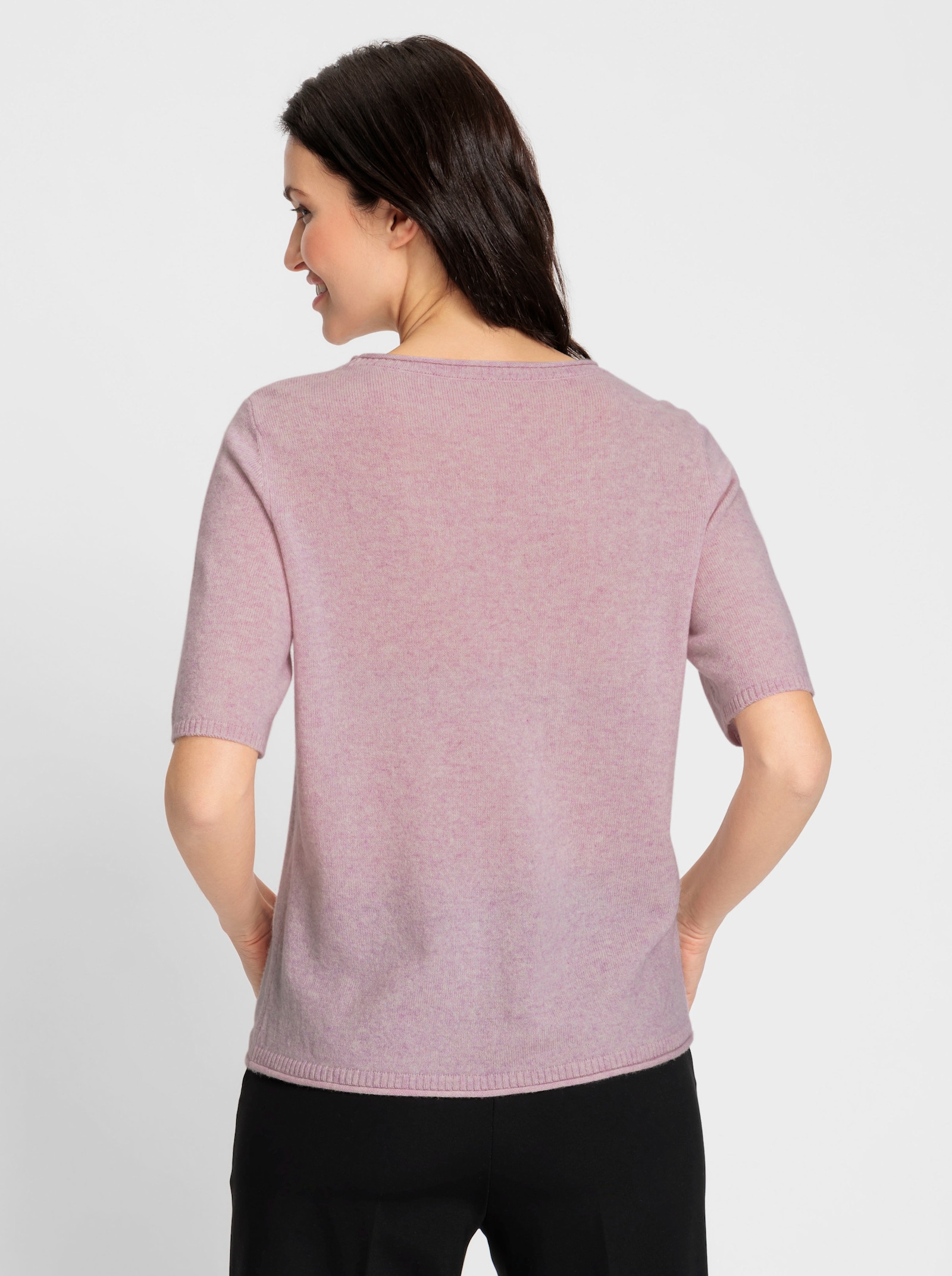 Feinstrickpullover mit Kaschmir - rosé-meliert