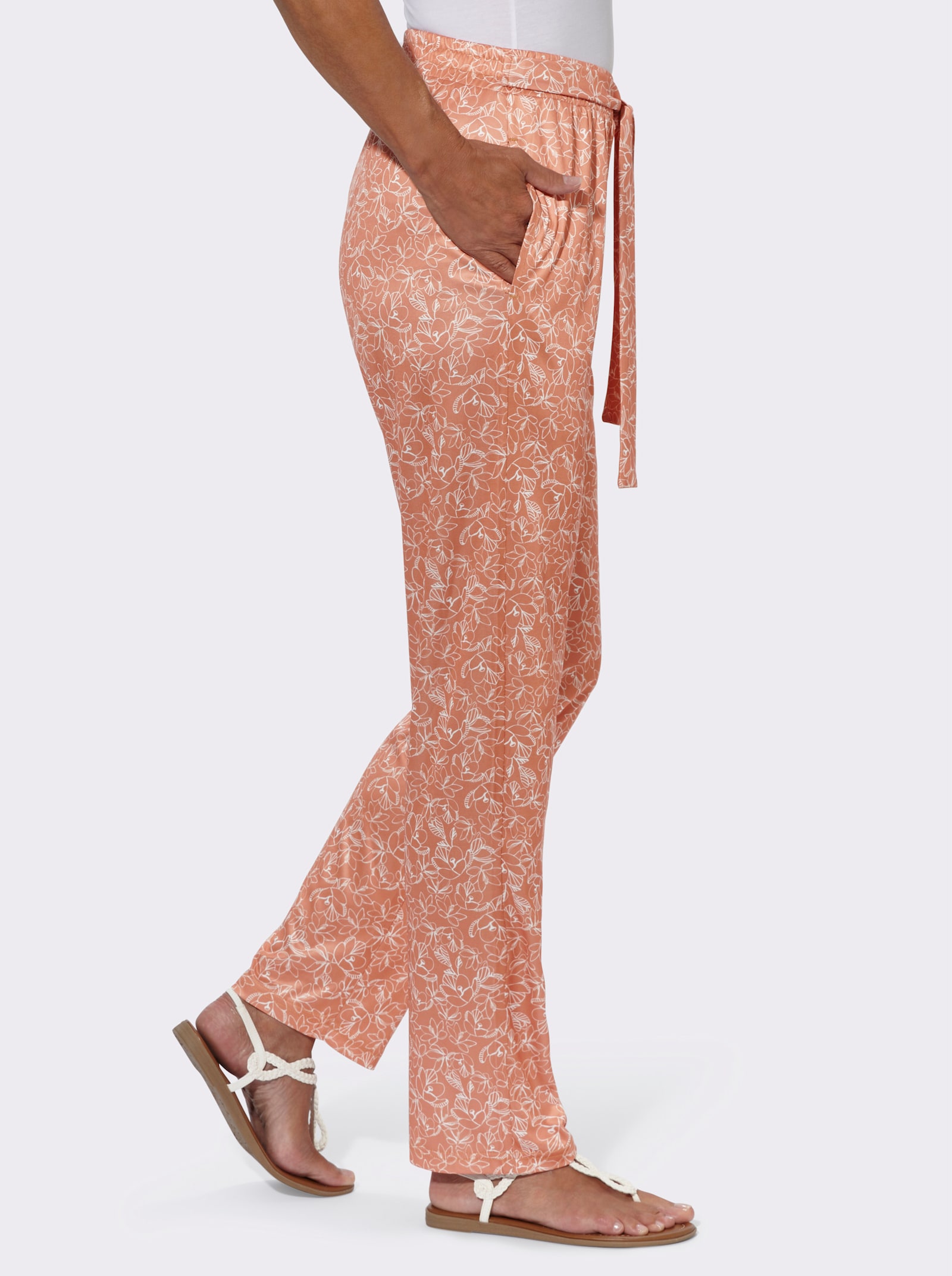 Jerseyhose mit dezentem Druck - papaya-ecru-bedruckt