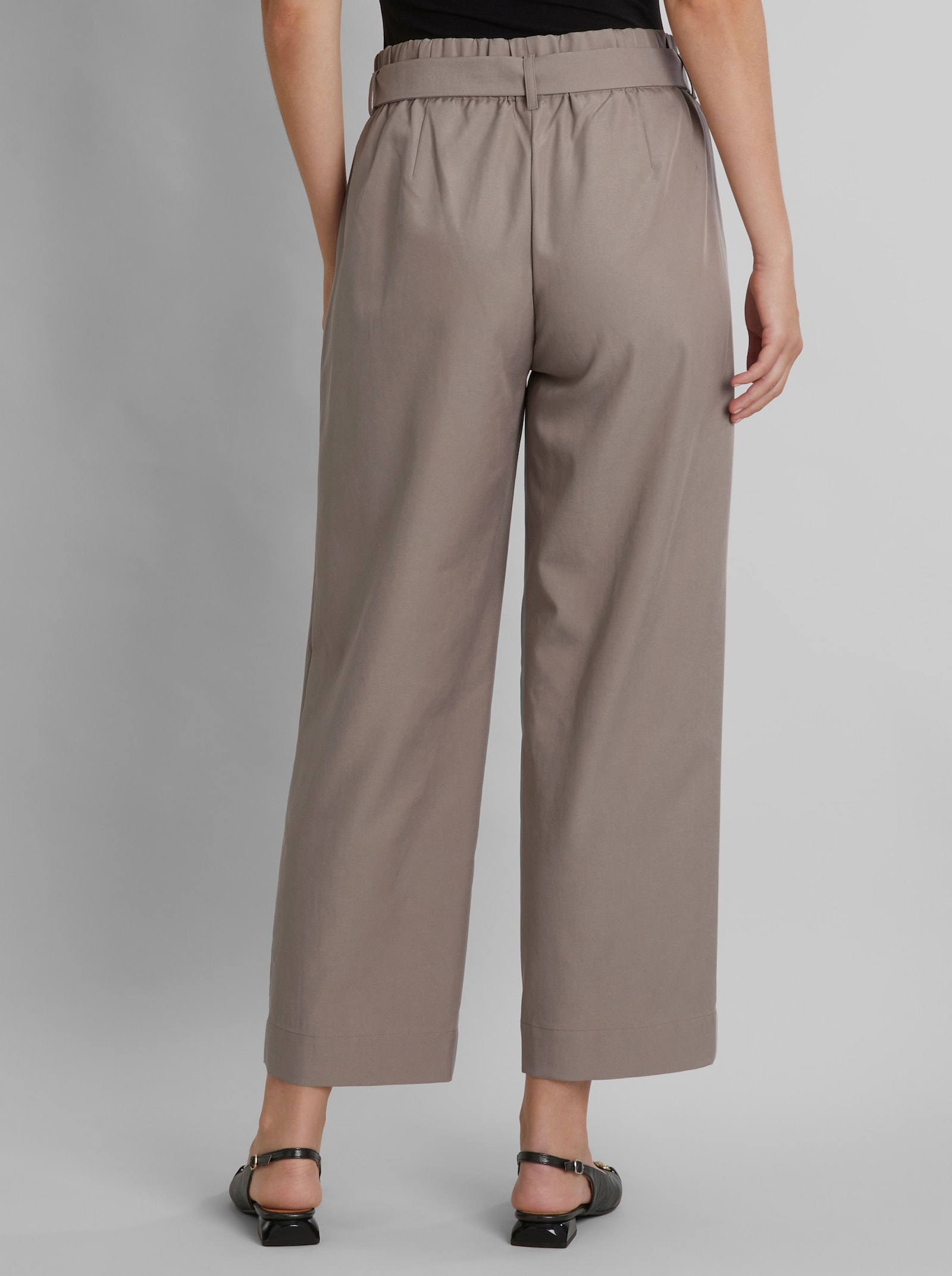 heine Paperbag-Hose mit Bindegürtel - taupe