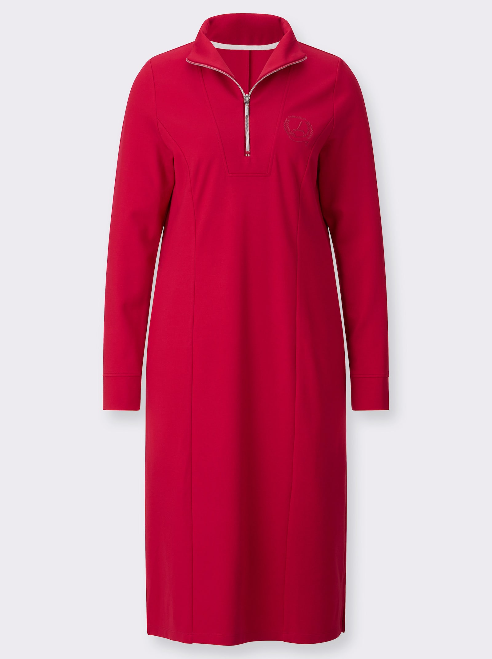 Jerseykleid mit Saumschlitzen - rot