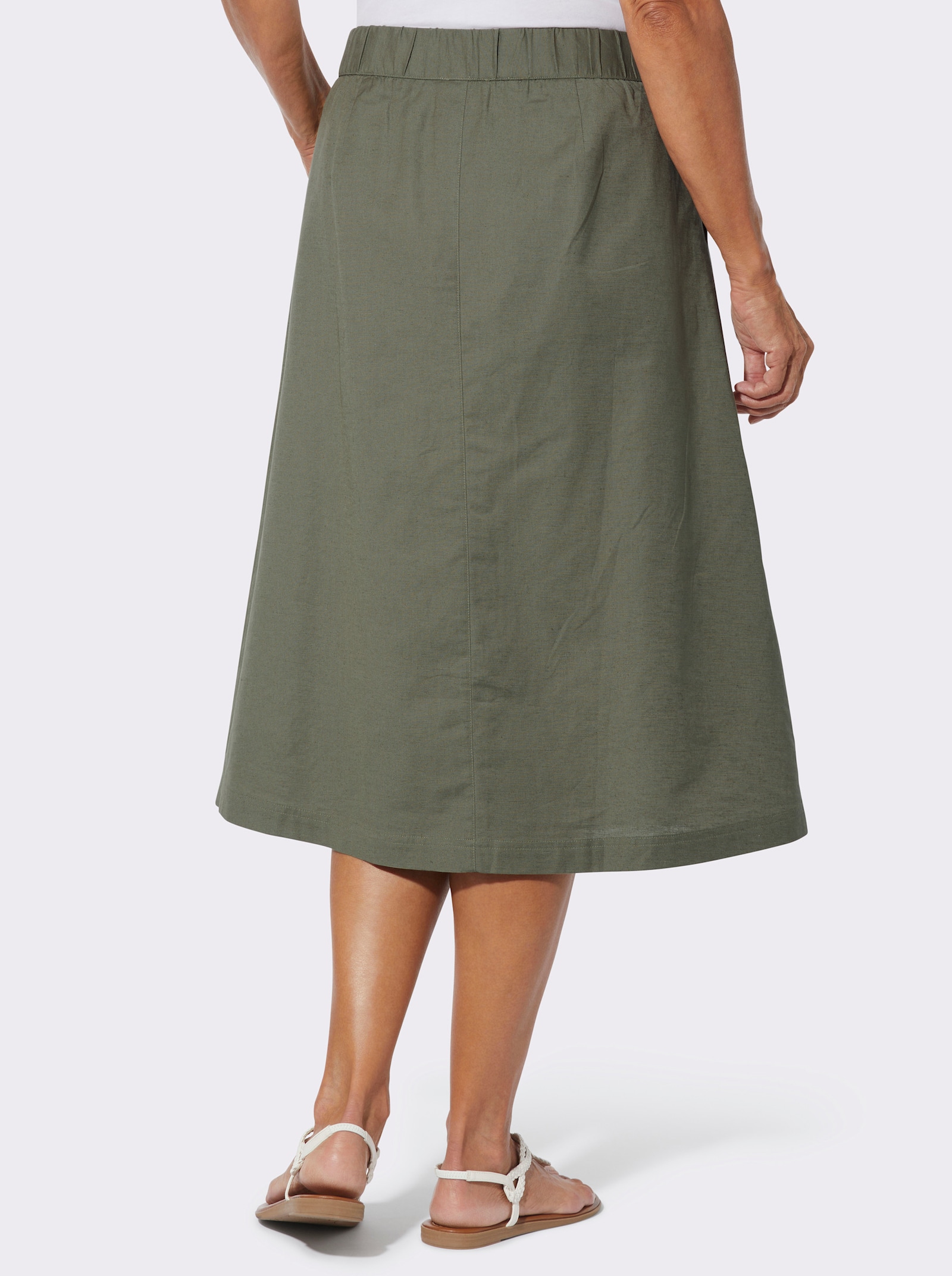 A-Linien-Rock mit Knopfleiste - khaki