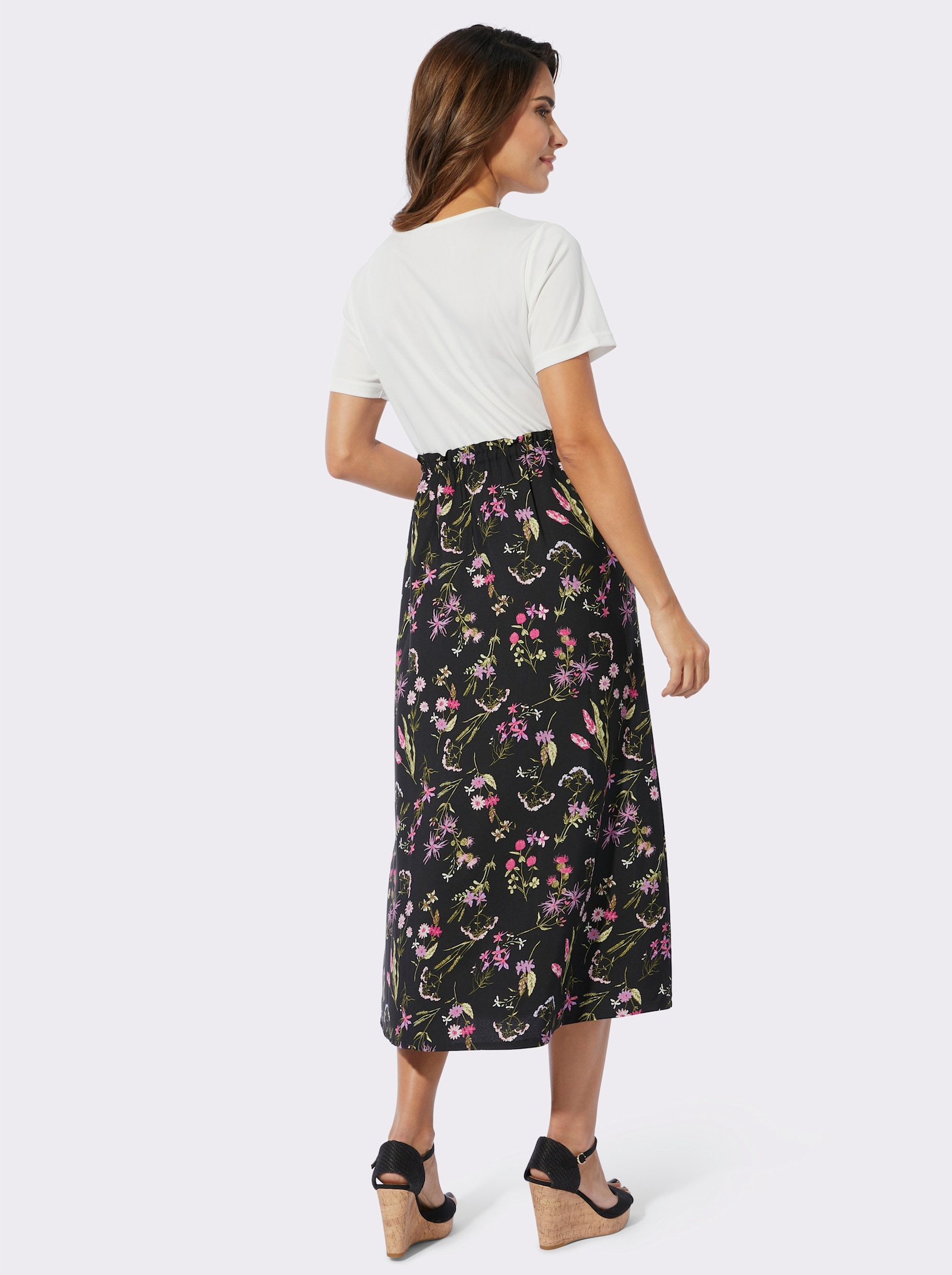 Sommerkleid 2-in-1-Look - ecru-schwarz-bedruckt