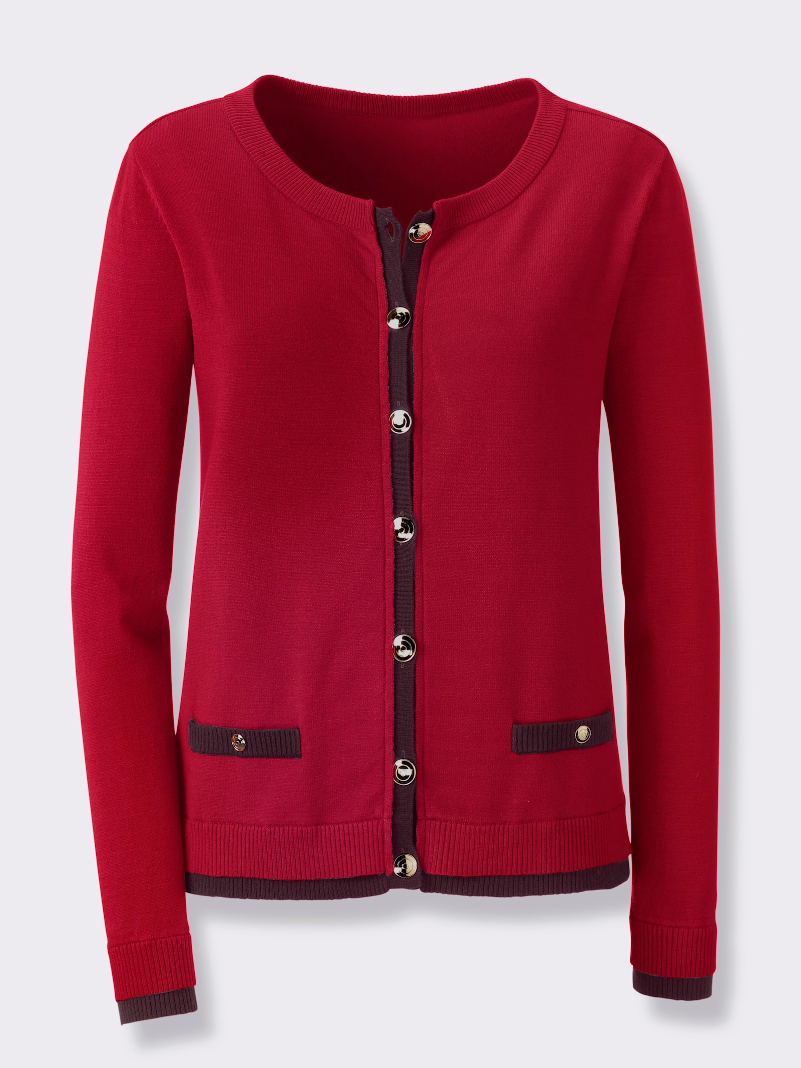 heine Strickjacke mit goldfarbenen Knöpfen - rot-burgund