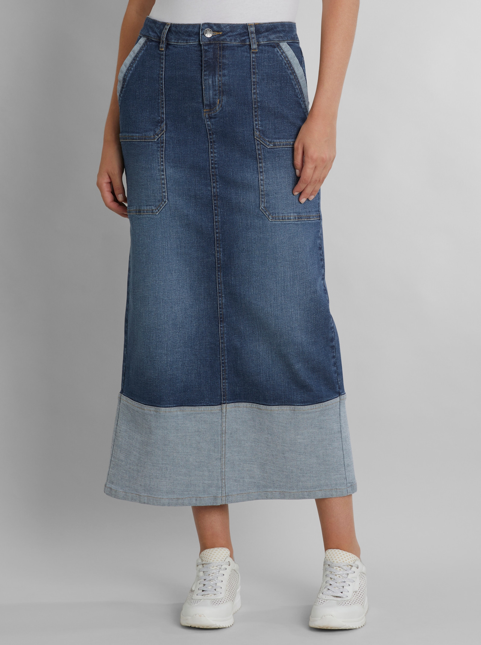 heine Jeansrock in Kontrast-Optik - blue-bleached