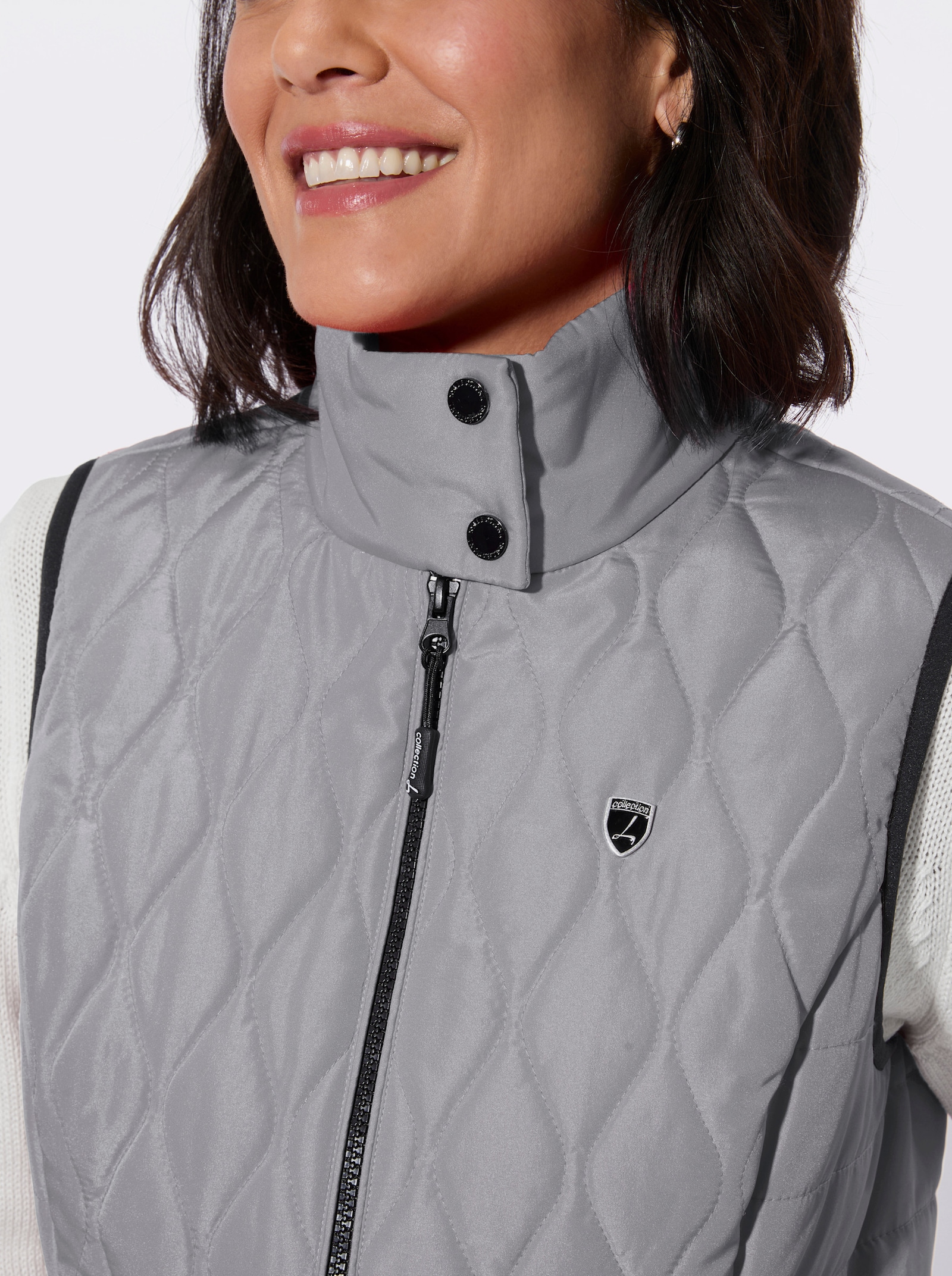 Steppweste in kontrastreicher Verarbeitung - steingrau