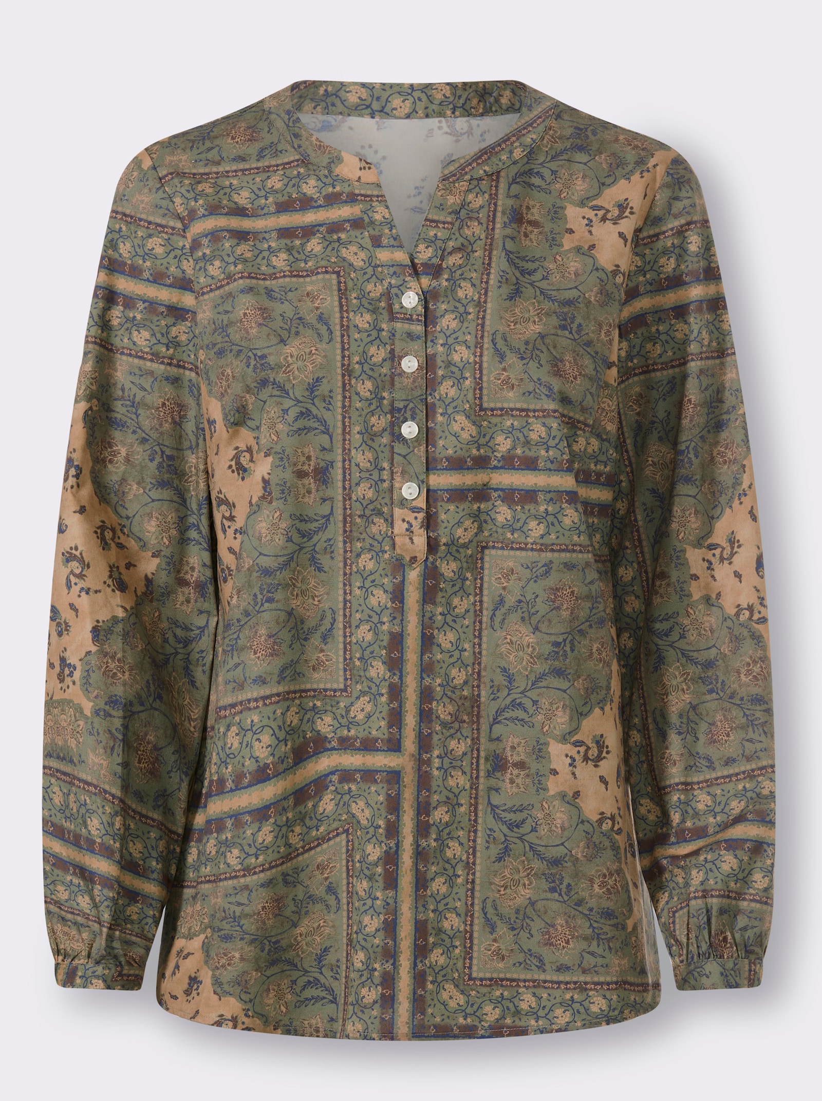 heine Druckbluse mit Floral-Dessin - khaki-camel-bedruckt