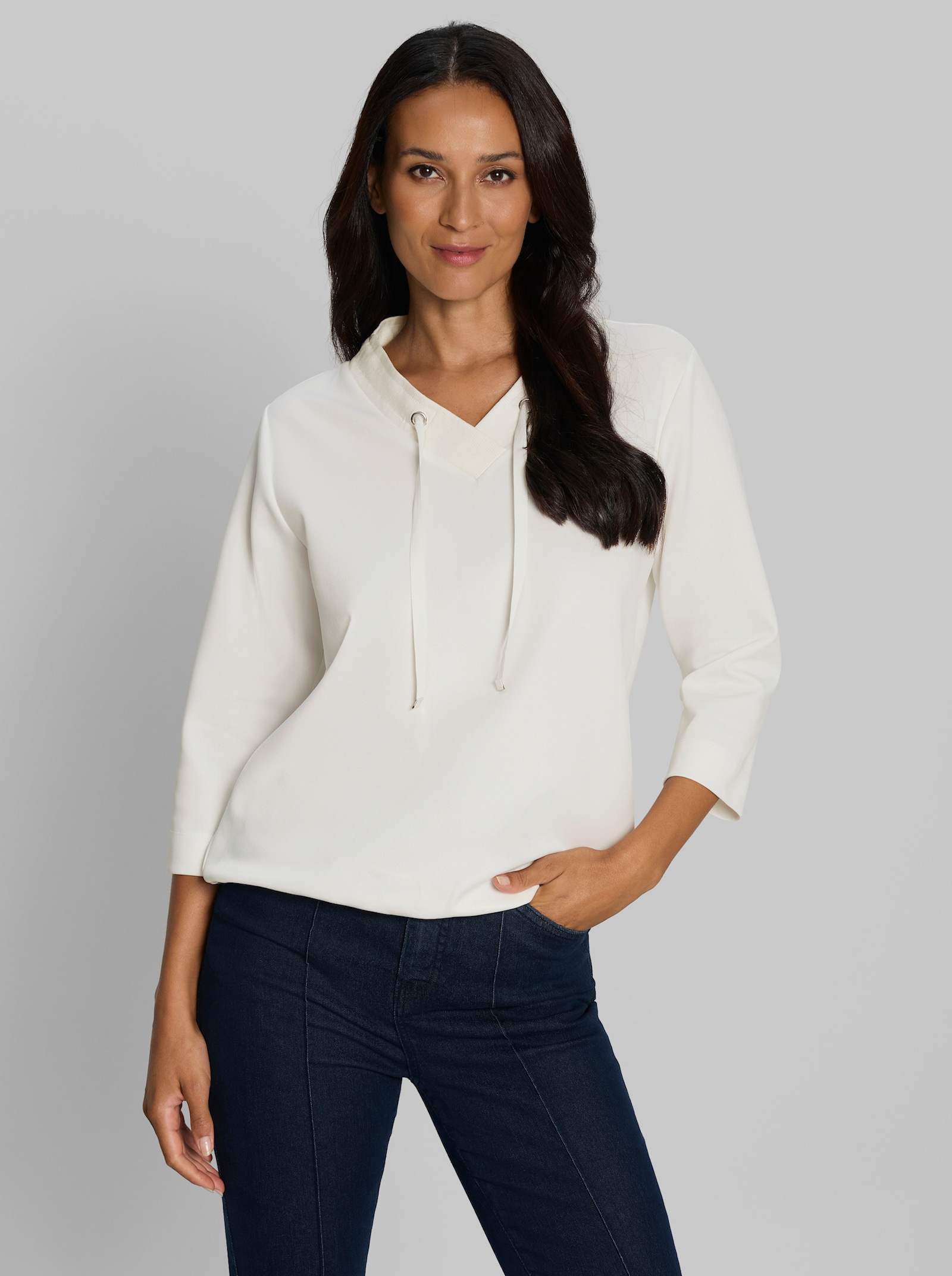 heine Sweatshirt mit V-Ausschnitt - ecru