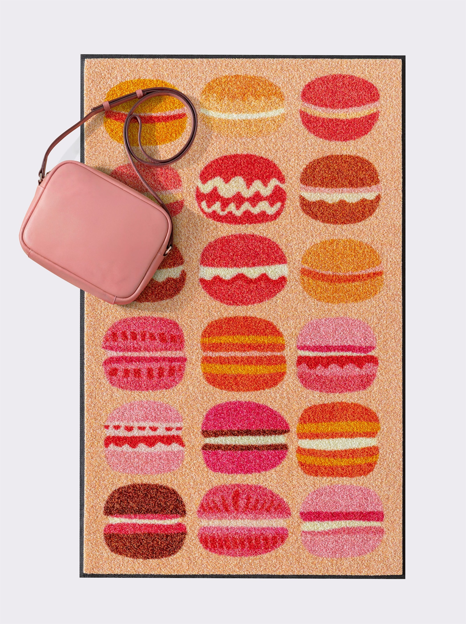 wash+dry by Kleen-Tex Fußmatte für den Innen- und überdachten Außenbereich - apricot-flamingo-gemustert