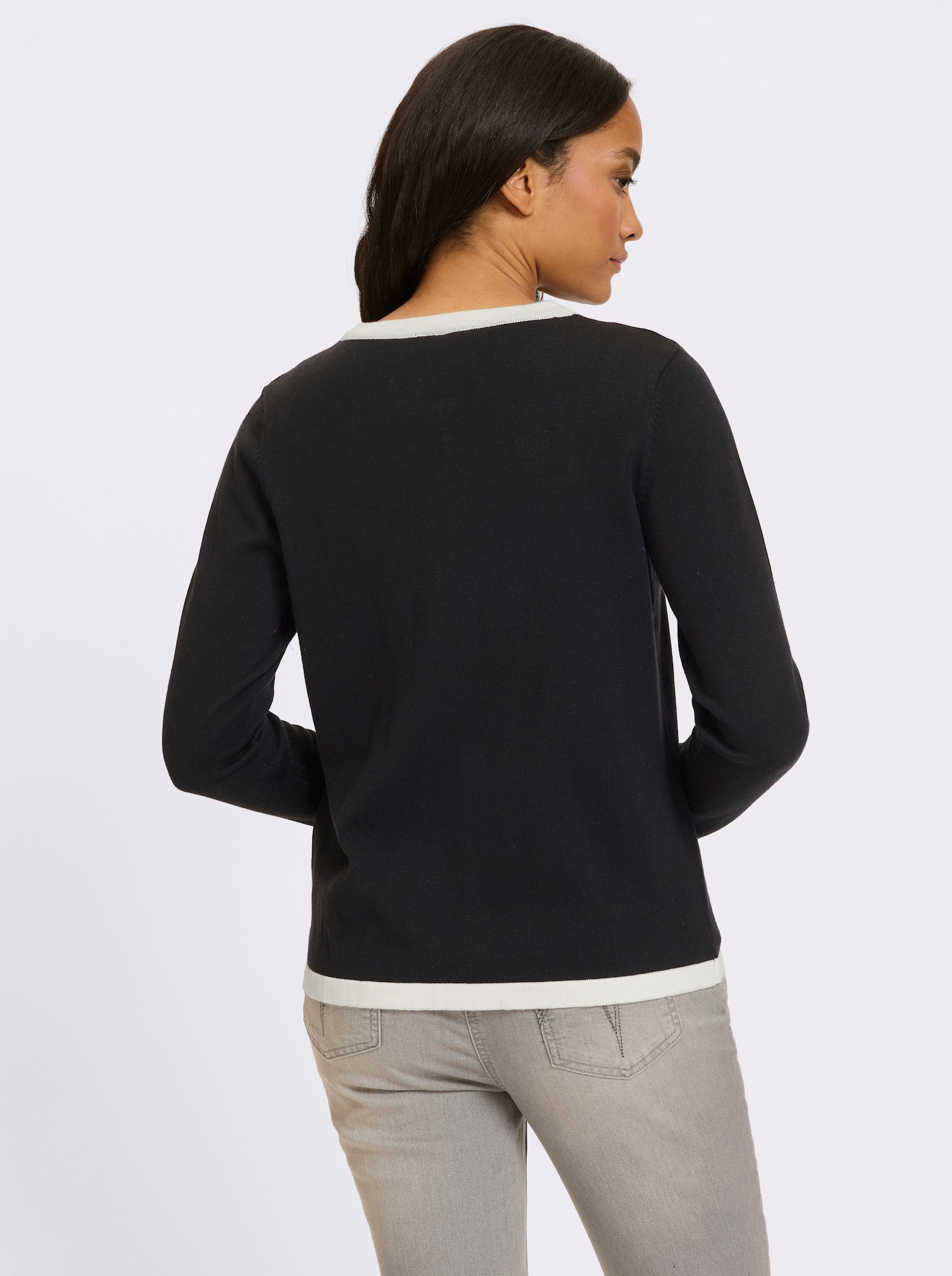 heine Fijn gebreid vest met ritssluiting - zwart