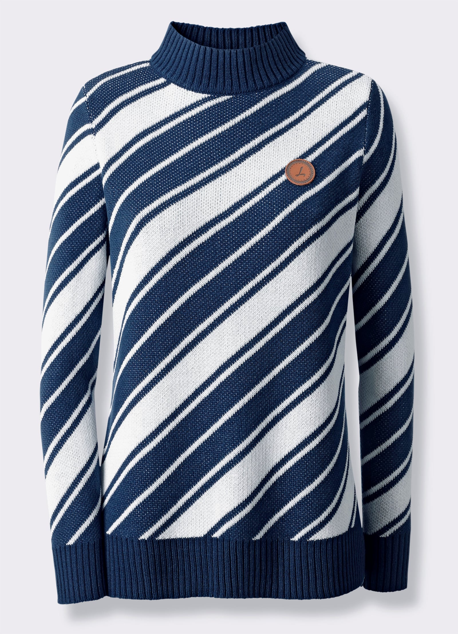 Pullover aus Jacquard-Strick - dunkelblau-ecru-geringelt