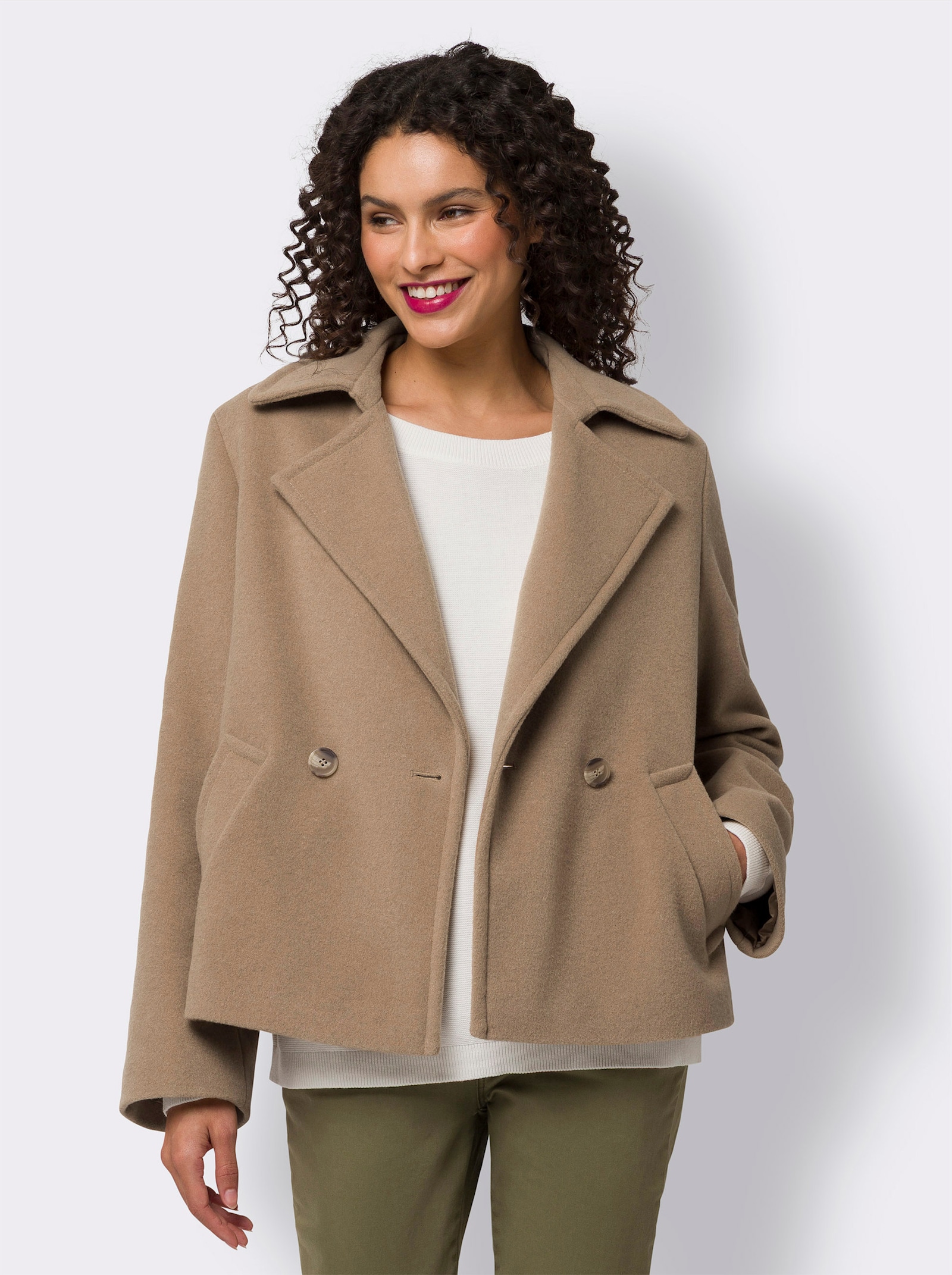 heine Wolljacke in weiter Form - camel
