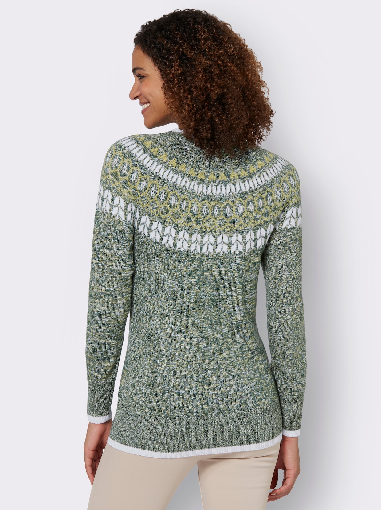 Pull norvégien - mousse-vert tilleul chiné