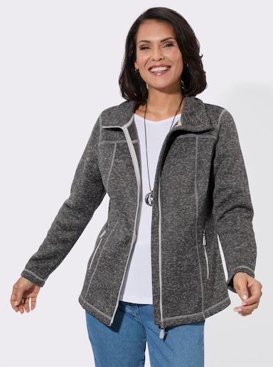 Strickfleece-Jacke mit Teilungsnähten - anthrazit-meliert