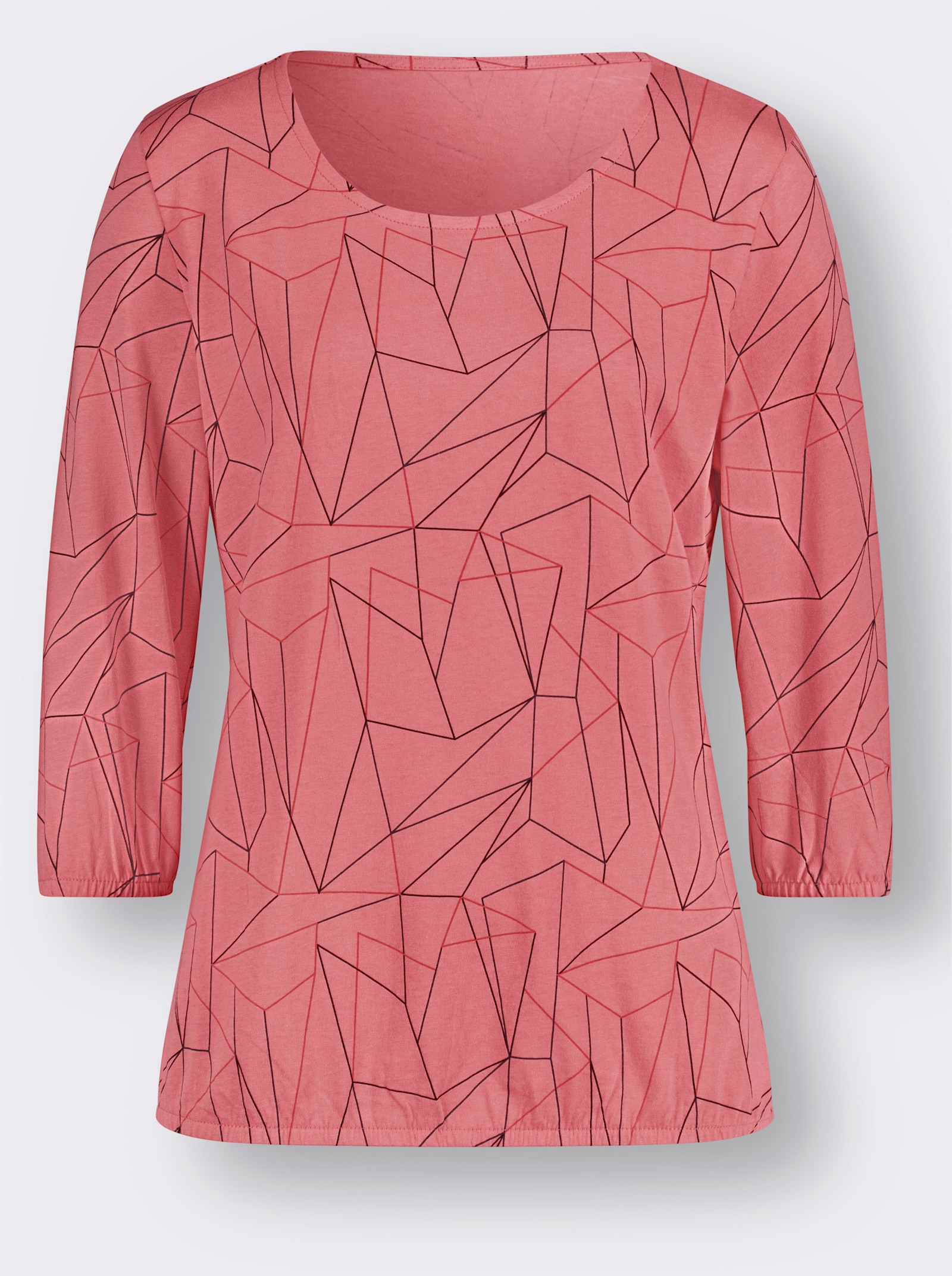 Tričko s 3/4 rukávem a celoplošným potiskem - plameňáková-humrová-potisk