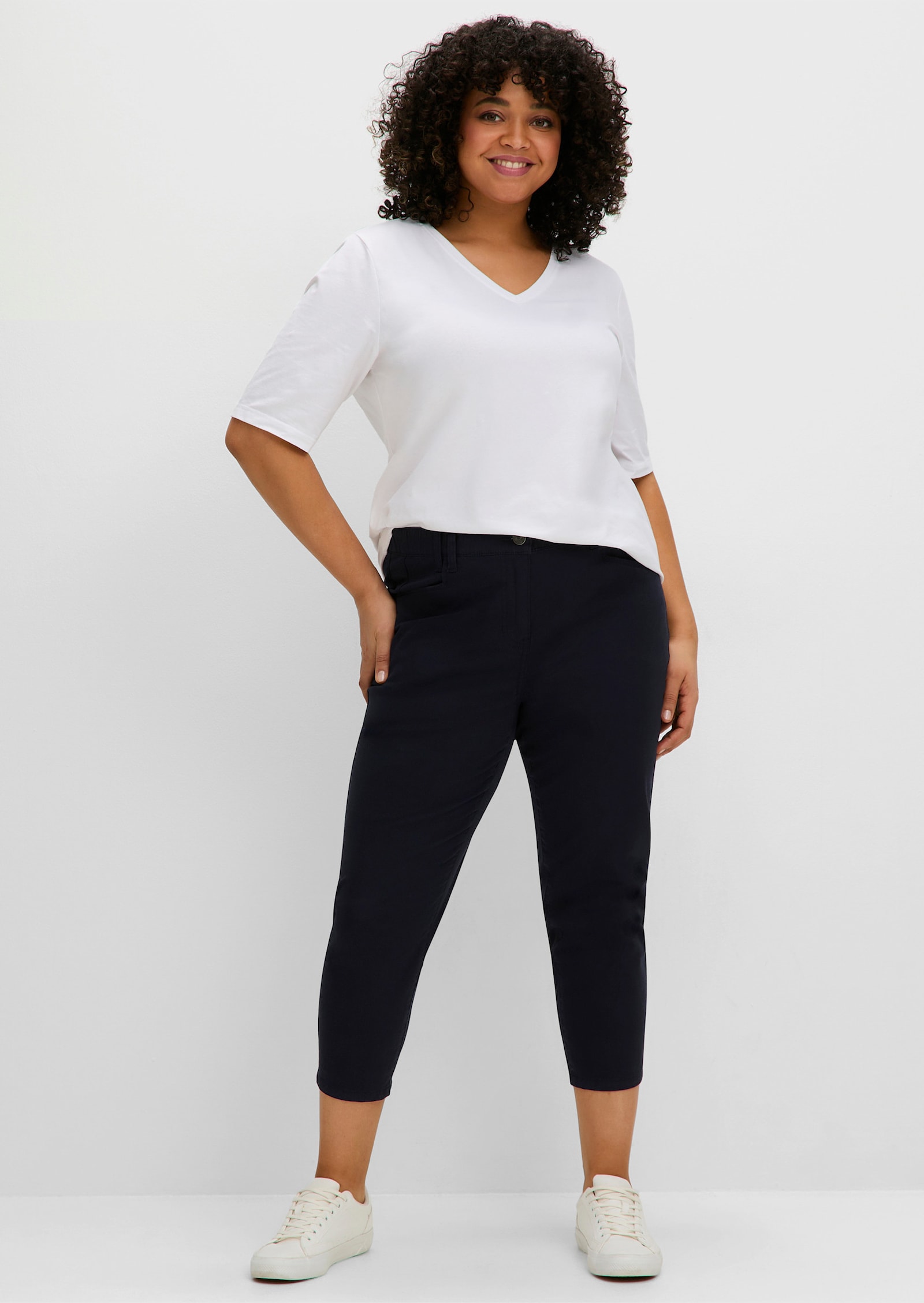 sheego 7/8-Hose mit Gummibund, schmale Beinform - tiefblau