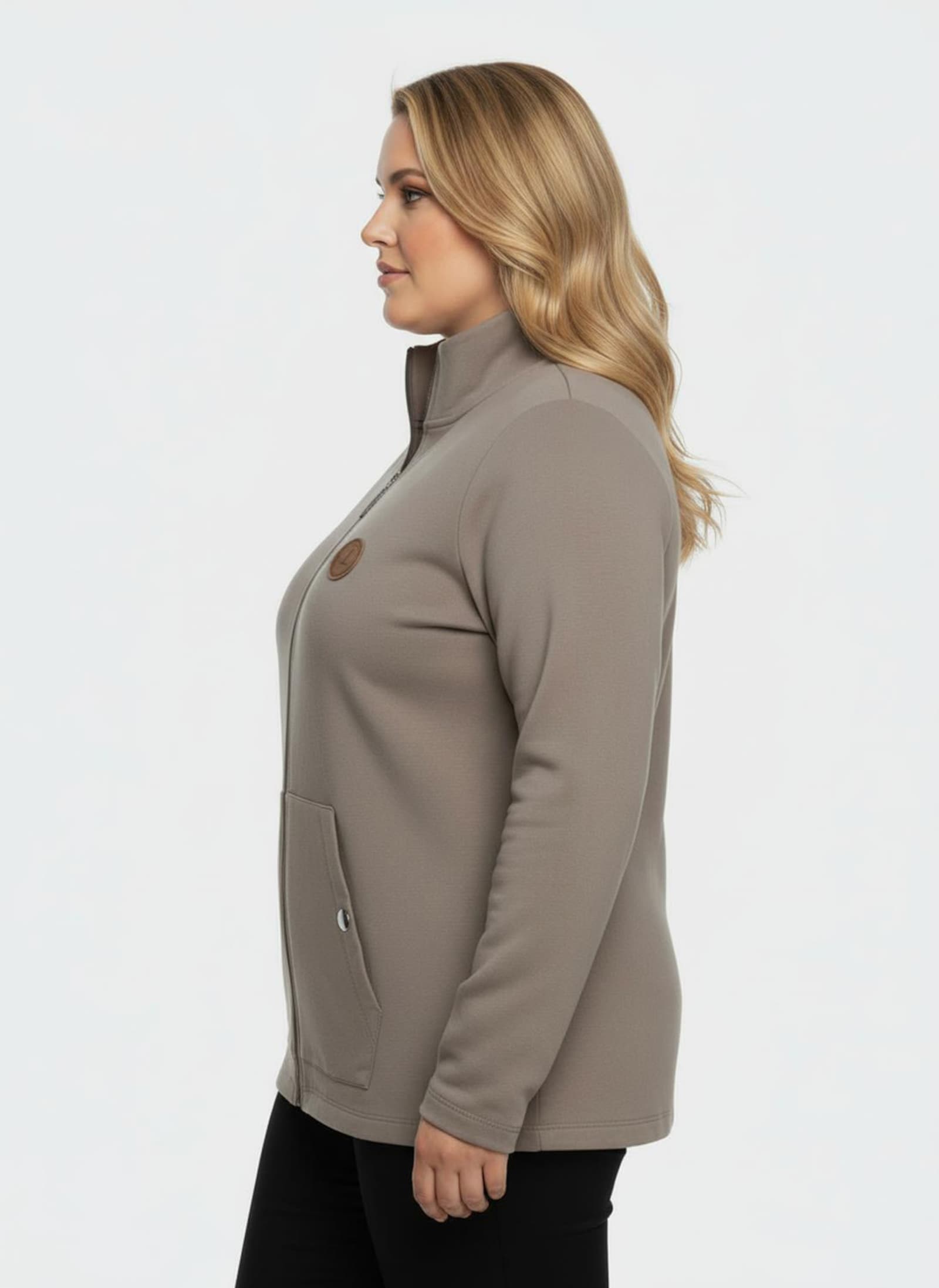 Shirtjacke mit Känguru-Taschen - taupe