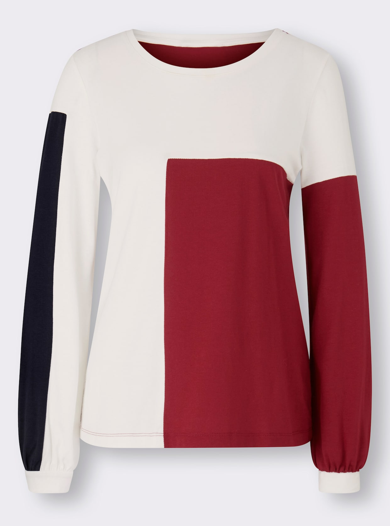 heine T-shirt à manches longues - marine-écru à motifs