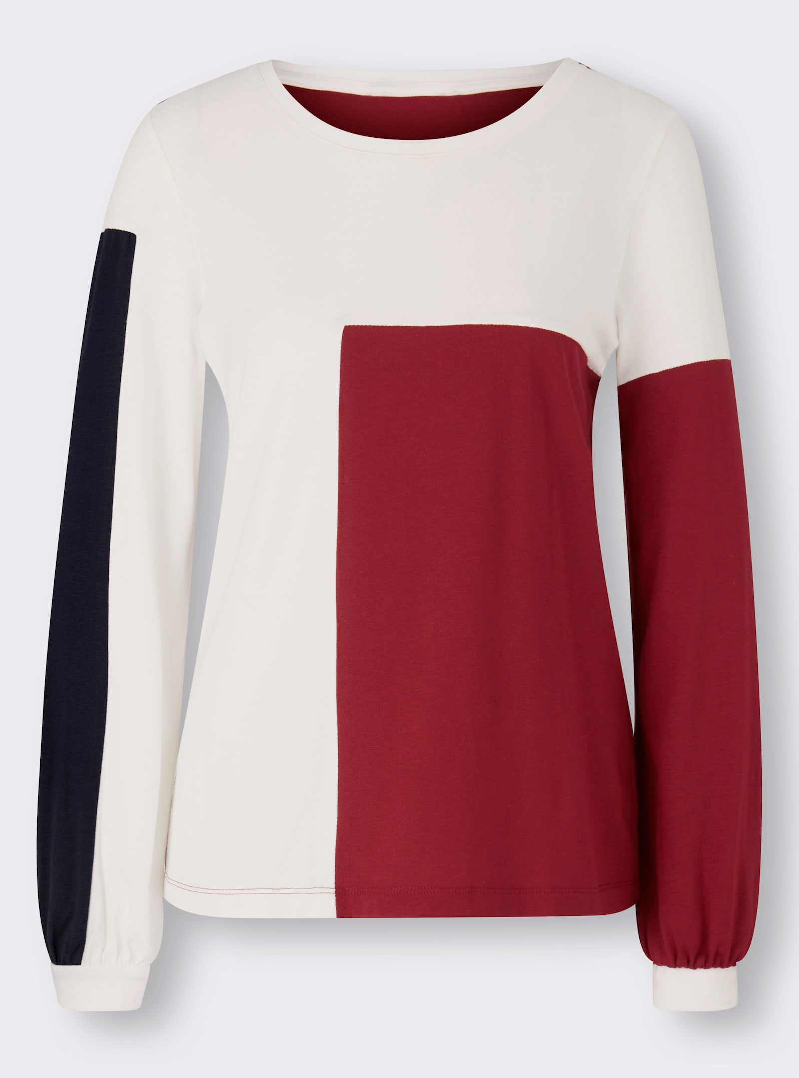 heine Langarmshirt mit Color-Blocking-Muster - marine-ecru-gemustert