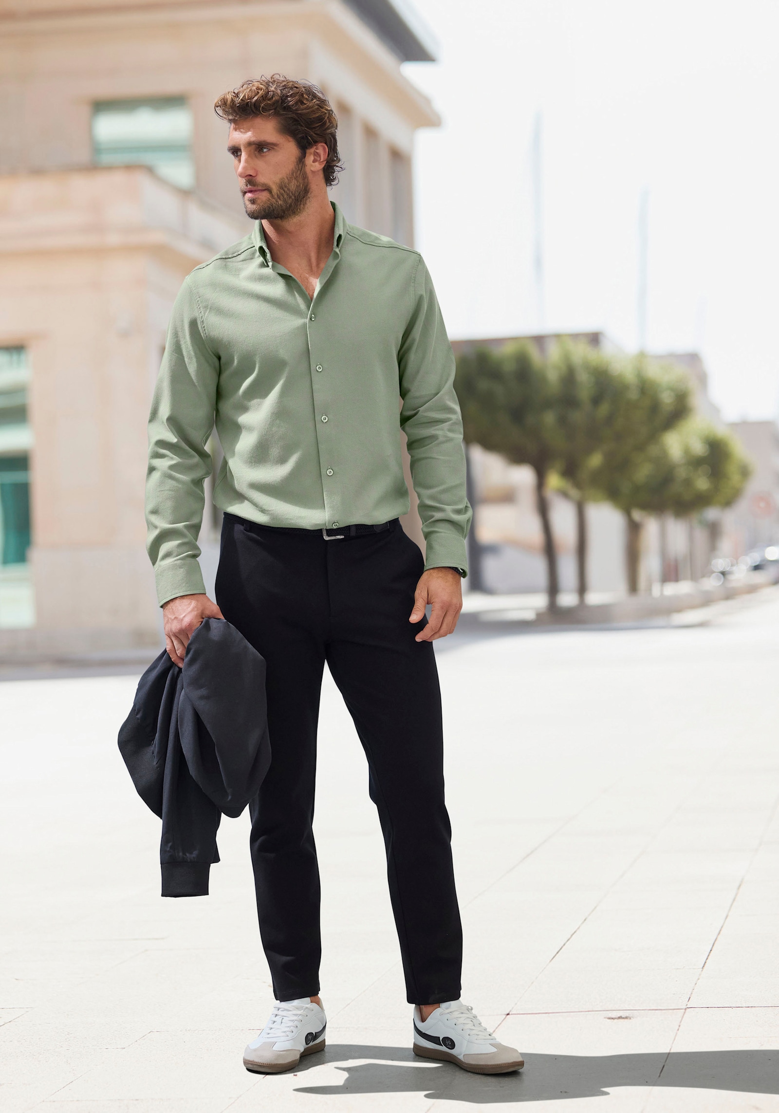 H.I.S Langarmhemd - salbei