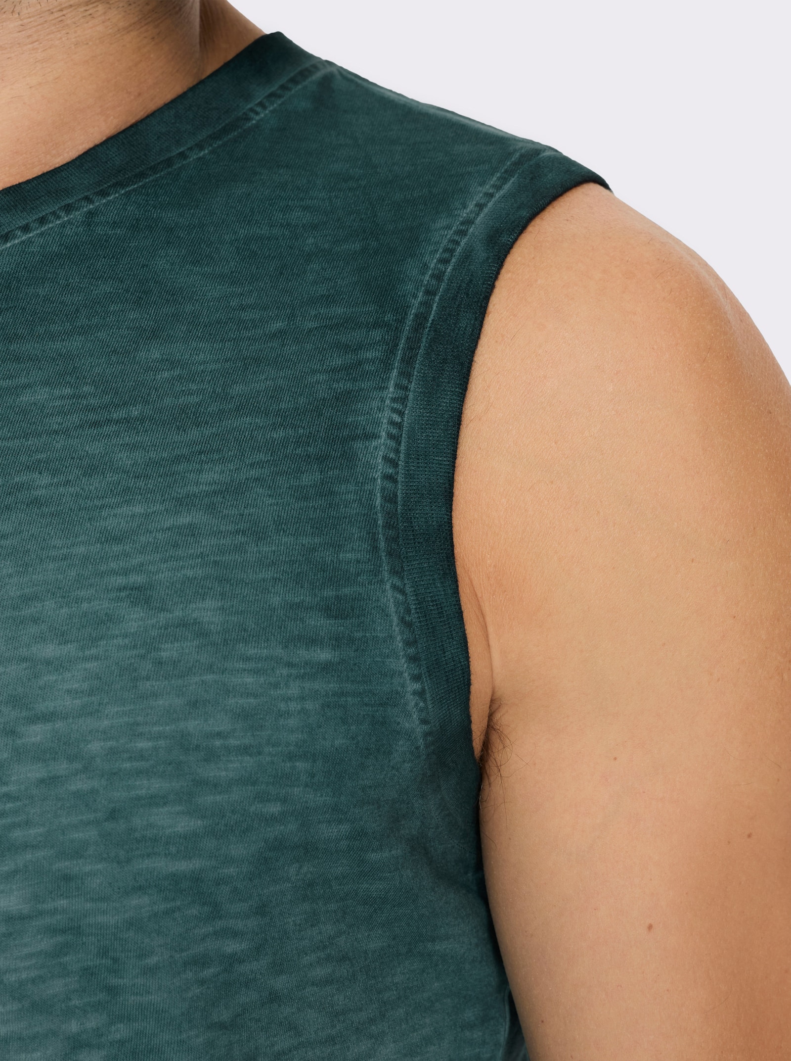 V-Shirt ärmellos, aus Baumwolle - petrol