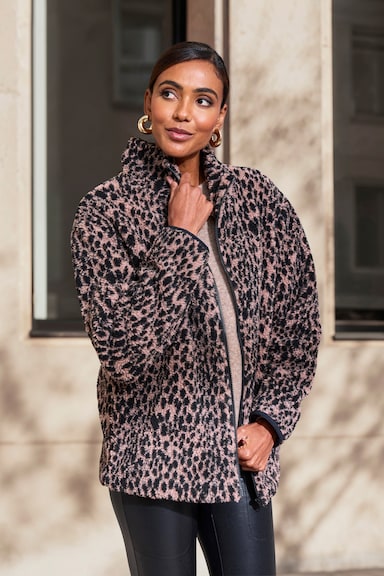 LASCANA Fleecejacke - leo-braun