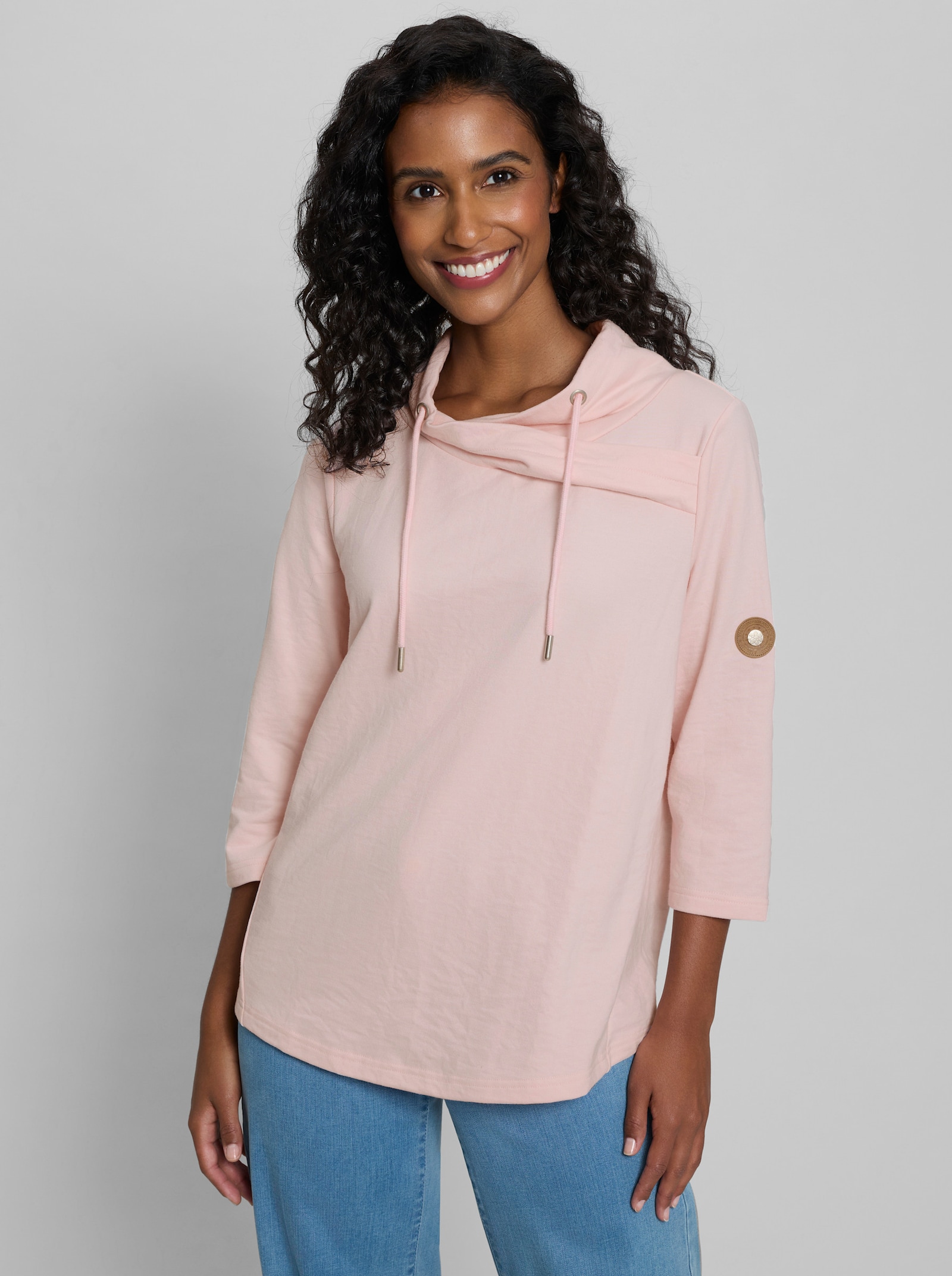 heine Sweatshirt mit Stehkragen - hellrosé