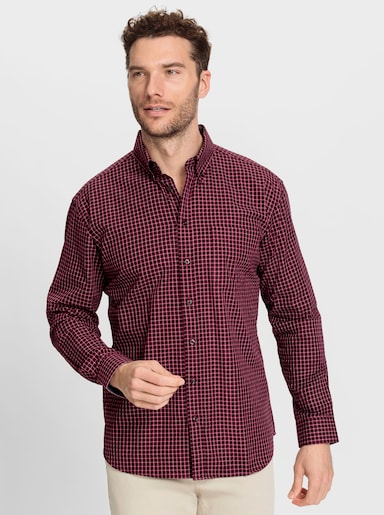 Marco Donati Langarmhemd garngefärbtes Karomuster - kirsche-gemustert