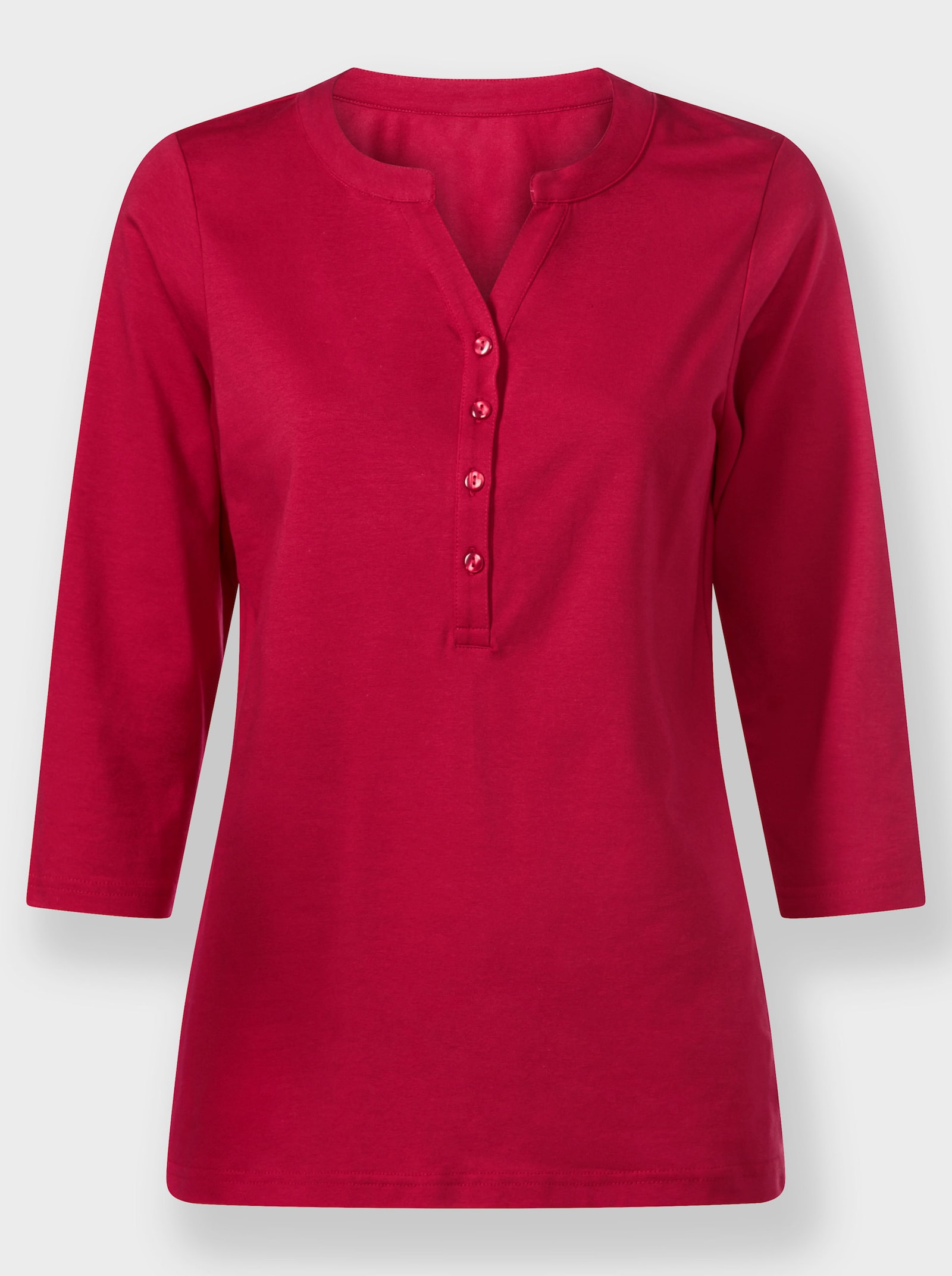 Shirt met 3/4-mouwen en open V - rood