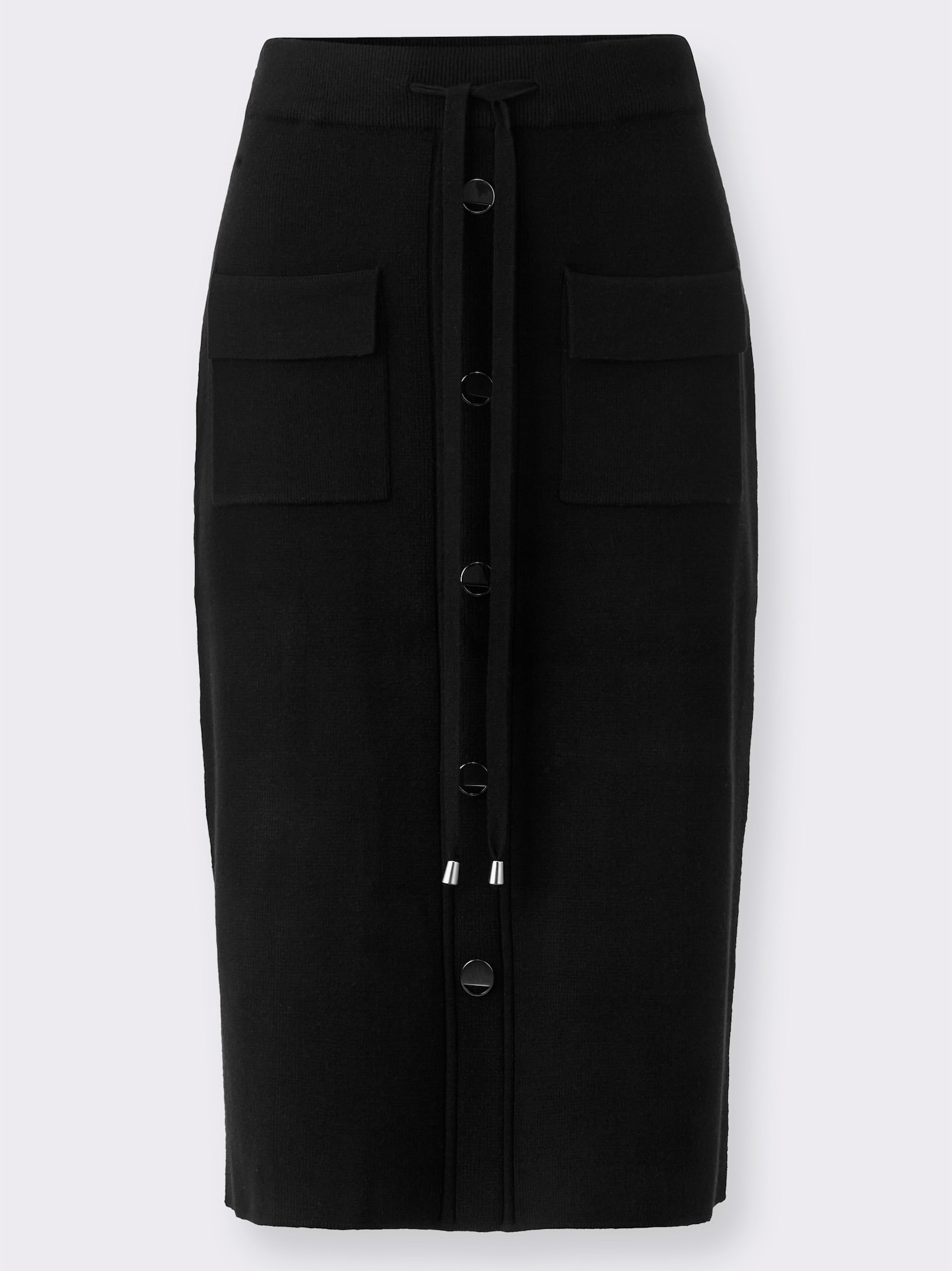 heine Strickrock mit Zierknöpfen - schwarz