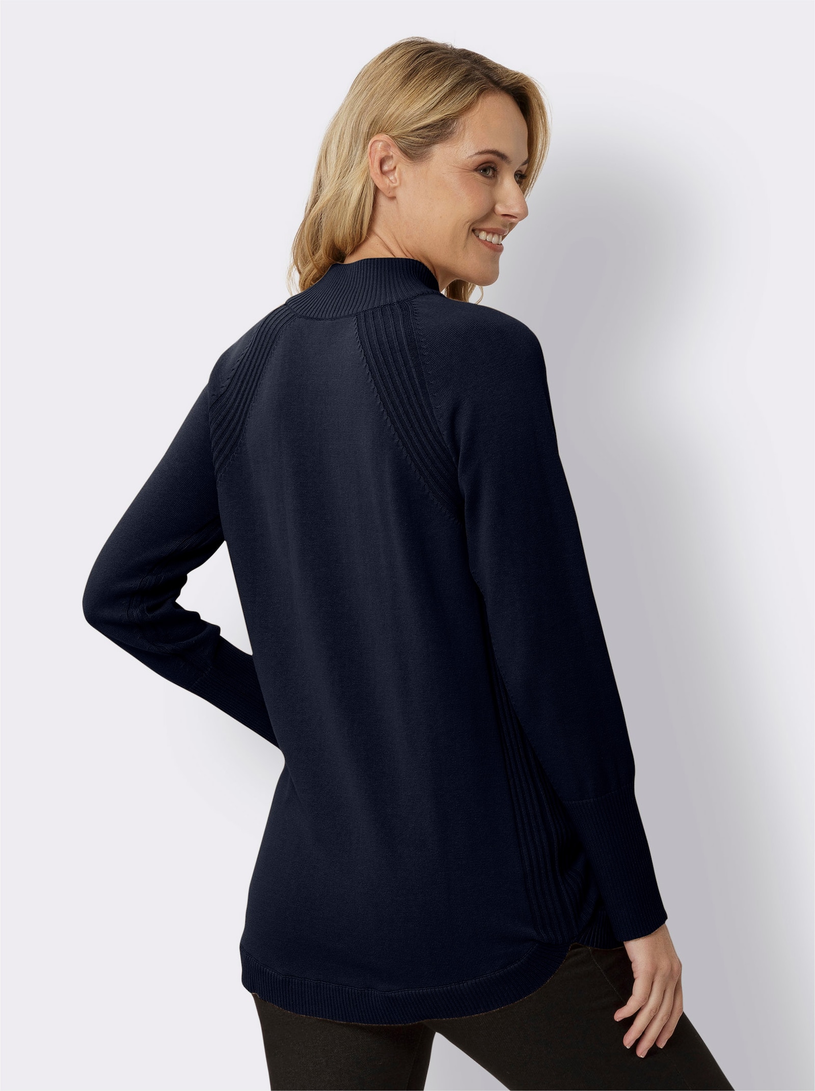 Longpullover aus reiner Baumwolle - marine