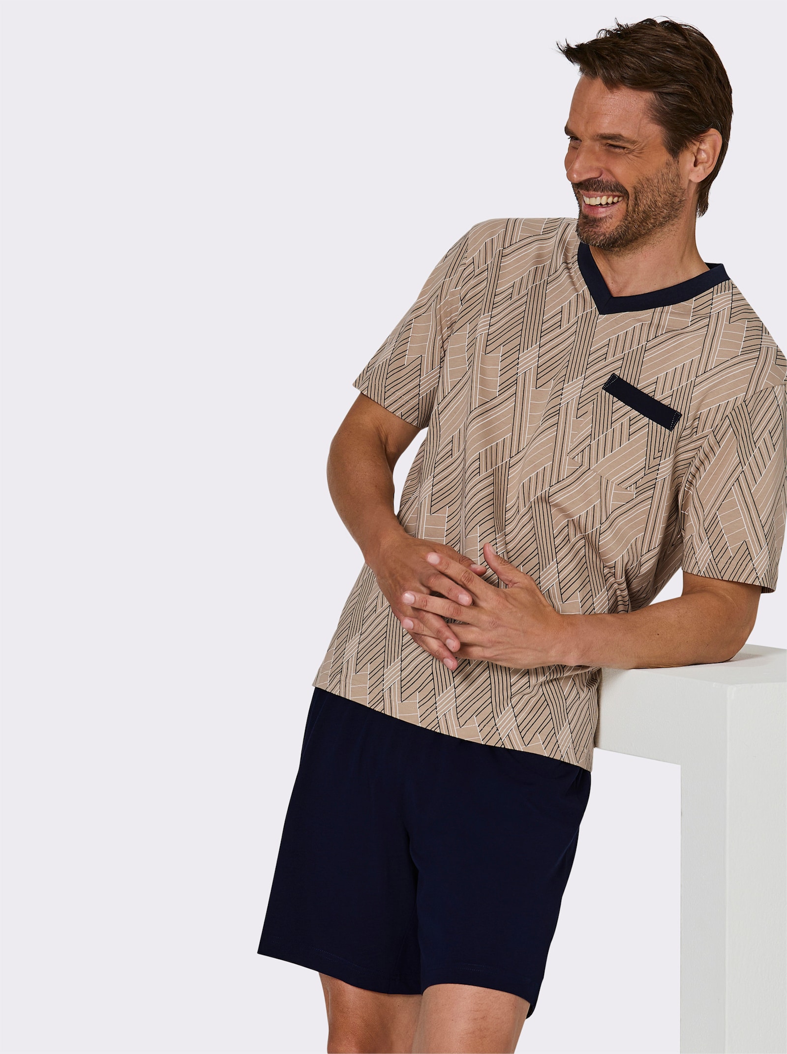 wäschepur men Shortys - marine-bedruckt + topas-bedruckt