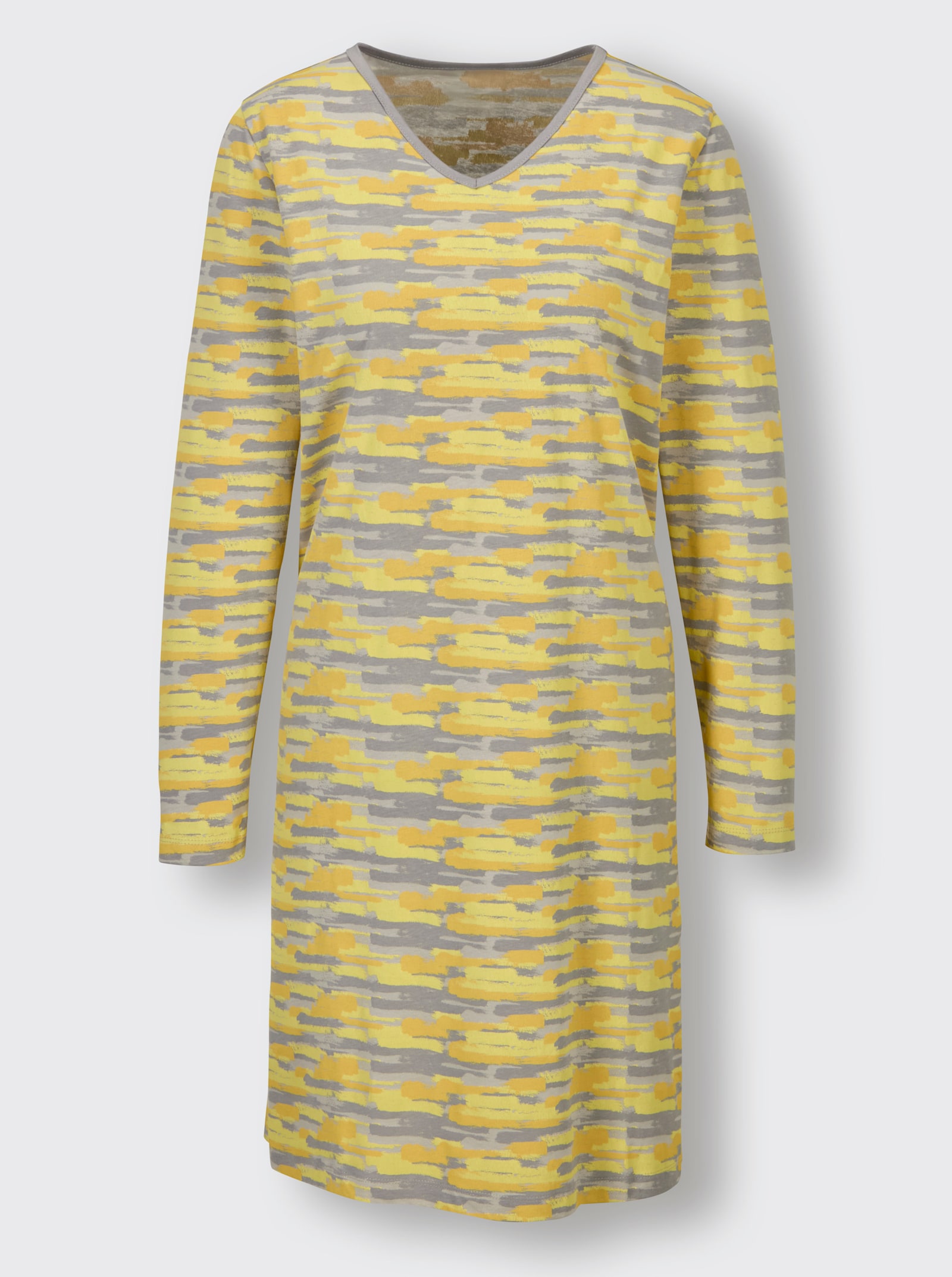 wäschepur Nachthemd - gelb-steingrau-bedruckt