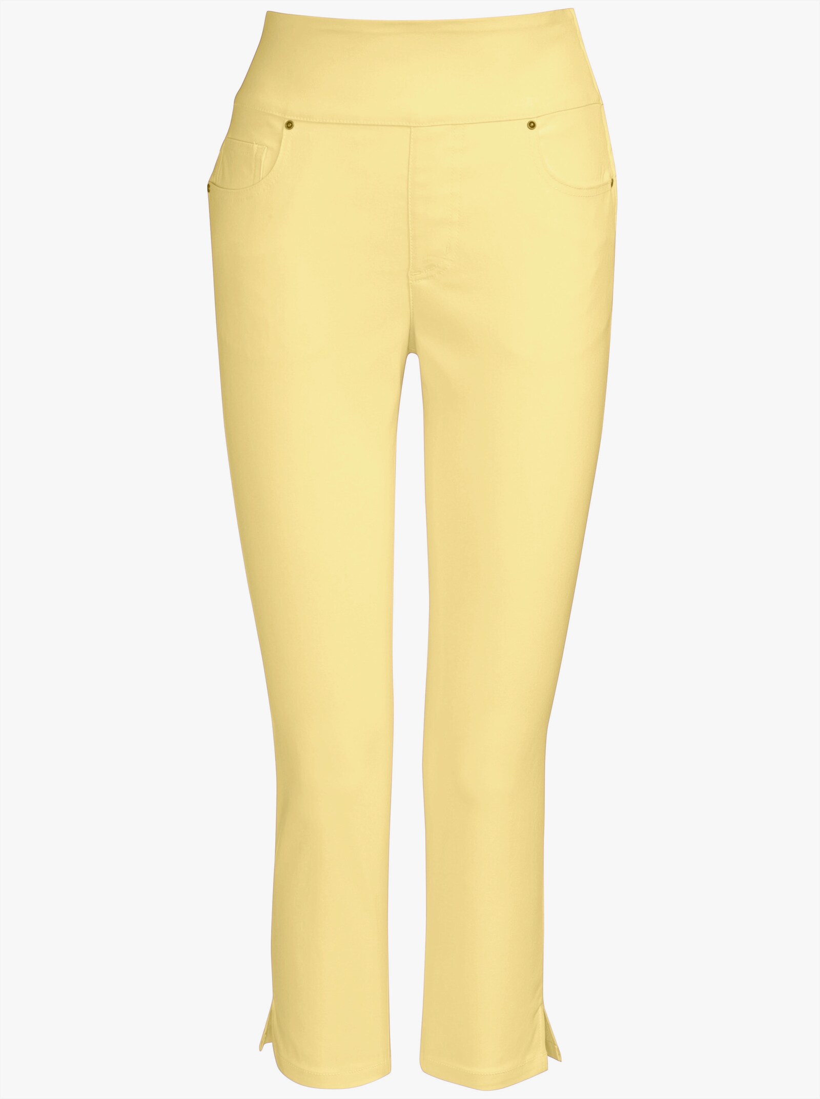 Kuitlange stretchbroek - vanillegeel