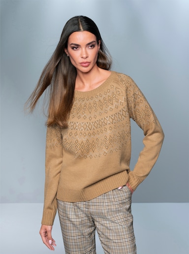 heine Pullover - camel-schoko-gemustert