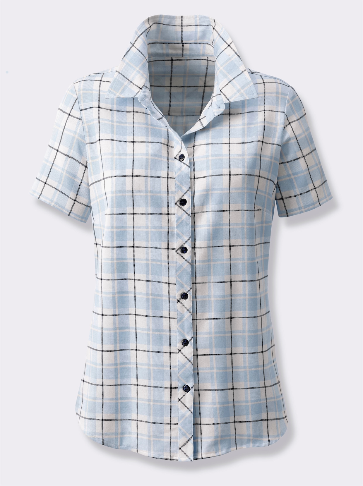 Karobluse - hellblau-ecru-kariert