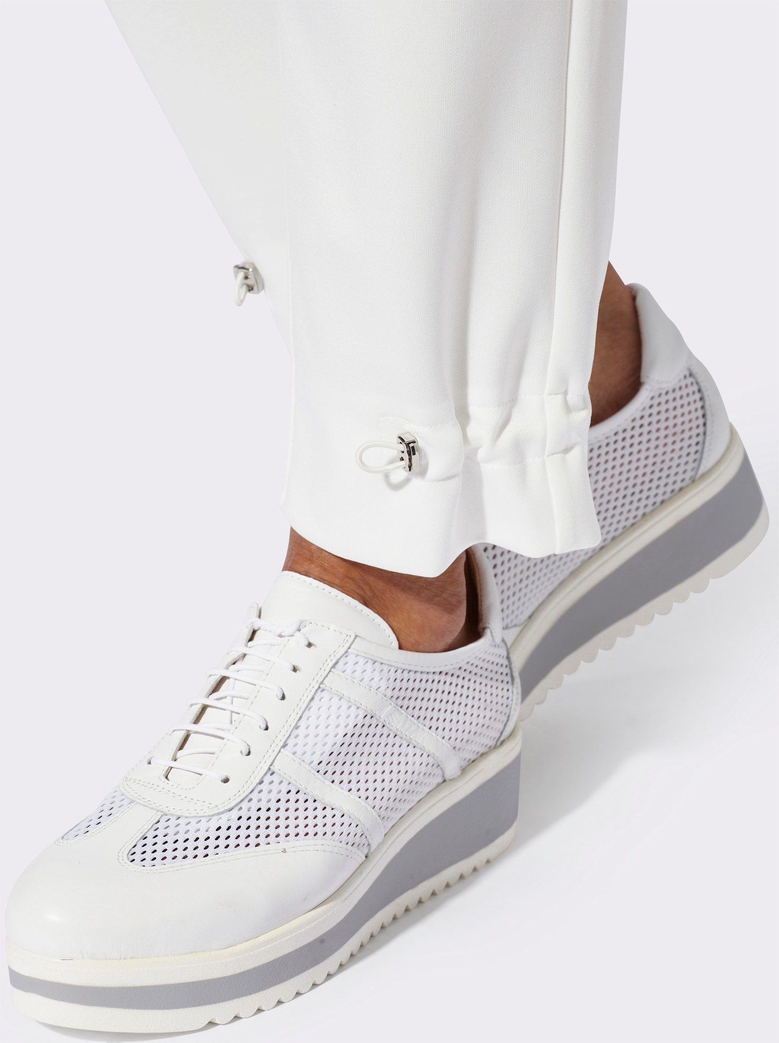 Jerseybroek met verstelbaar tunnelkoord op de zoom - wit