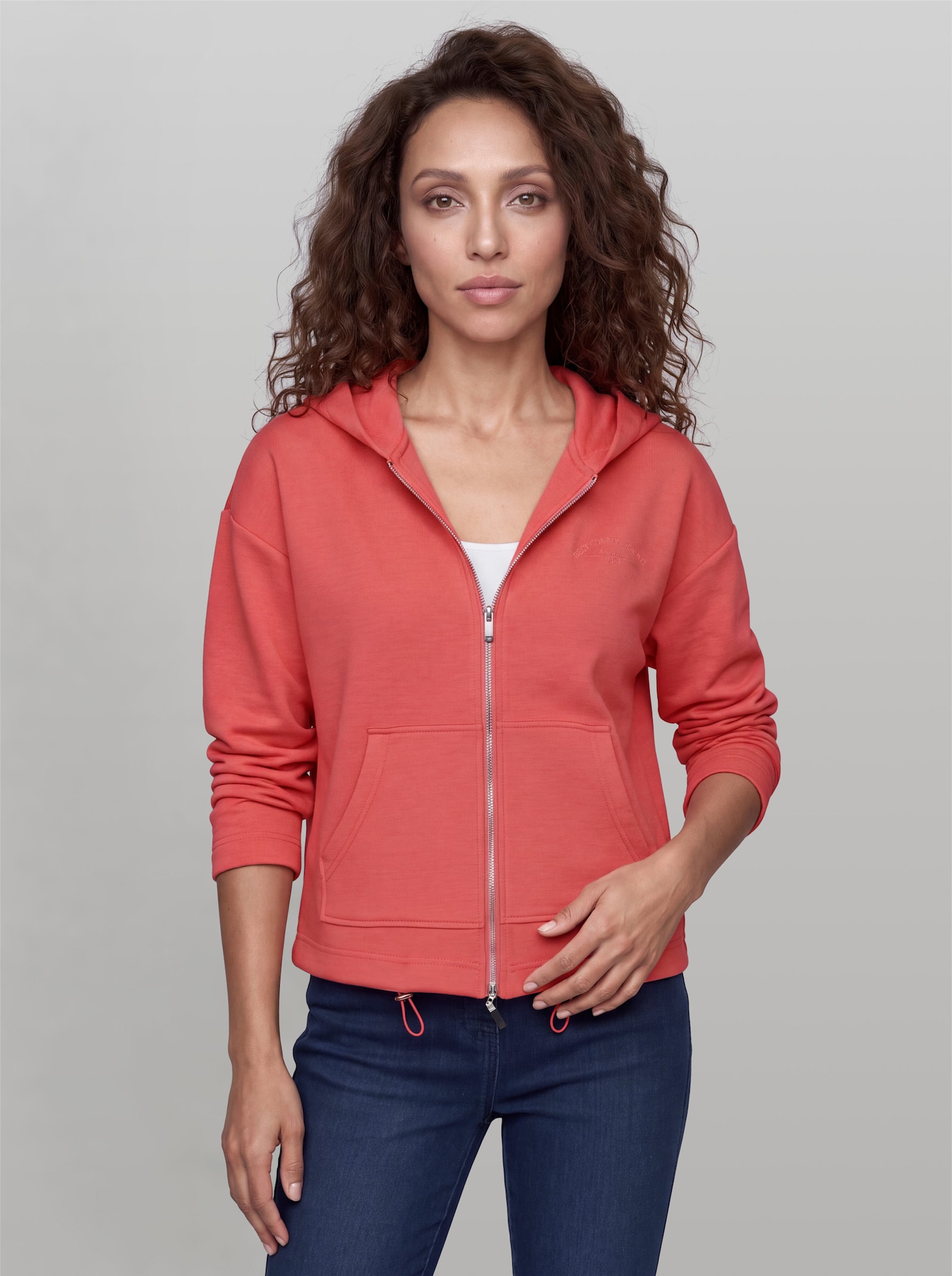 heine Sweatjacke mit Kapuze - grapefruit