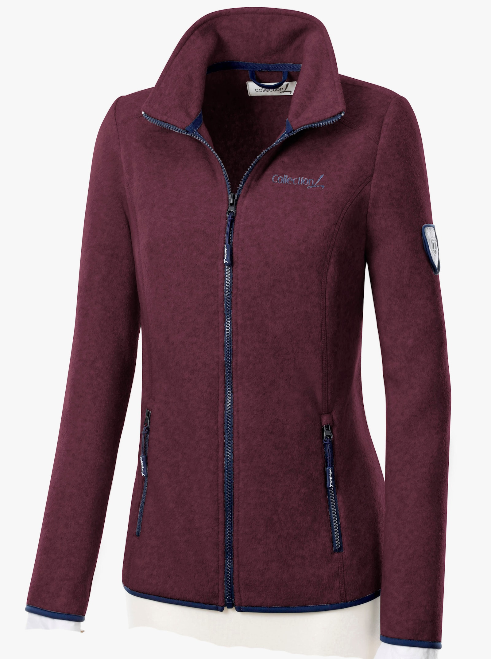 Fleecejacke mit Stickerei - burgund