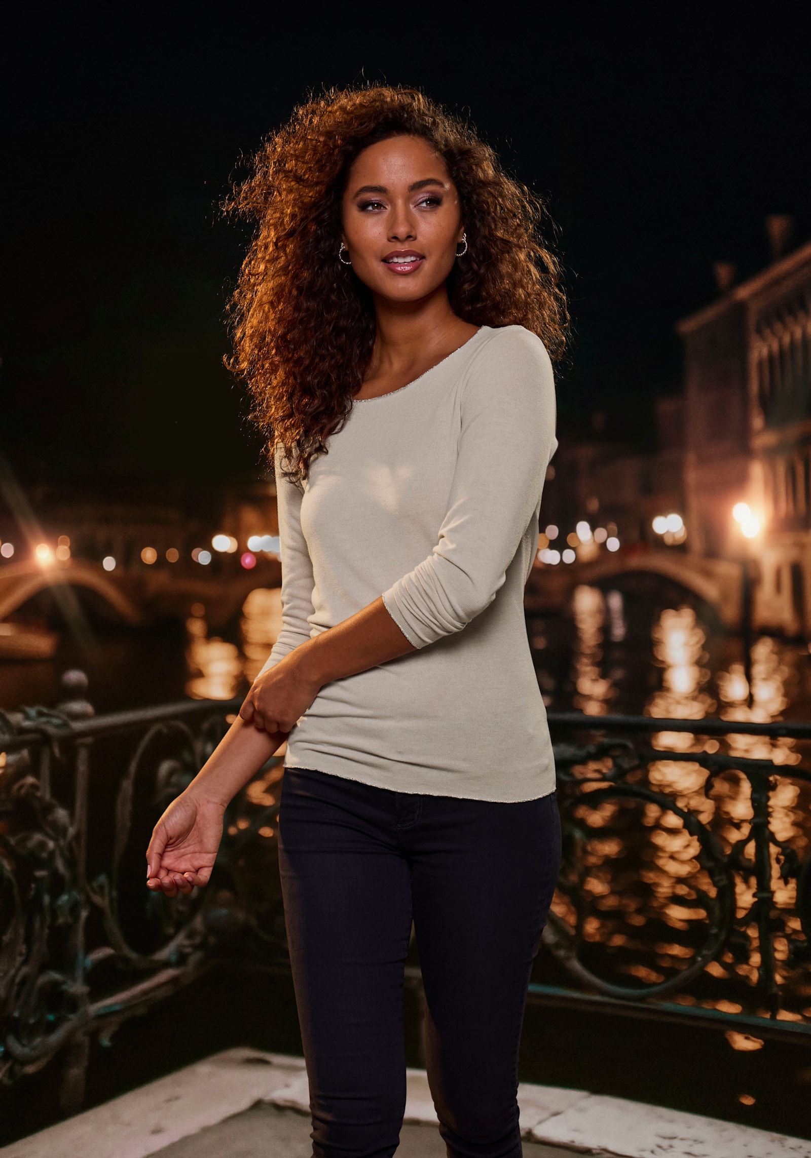 LASCANA Langarmshirt - sand