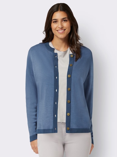 Strickjacke mit Hirschmotiv im Rückteil - mittelblau