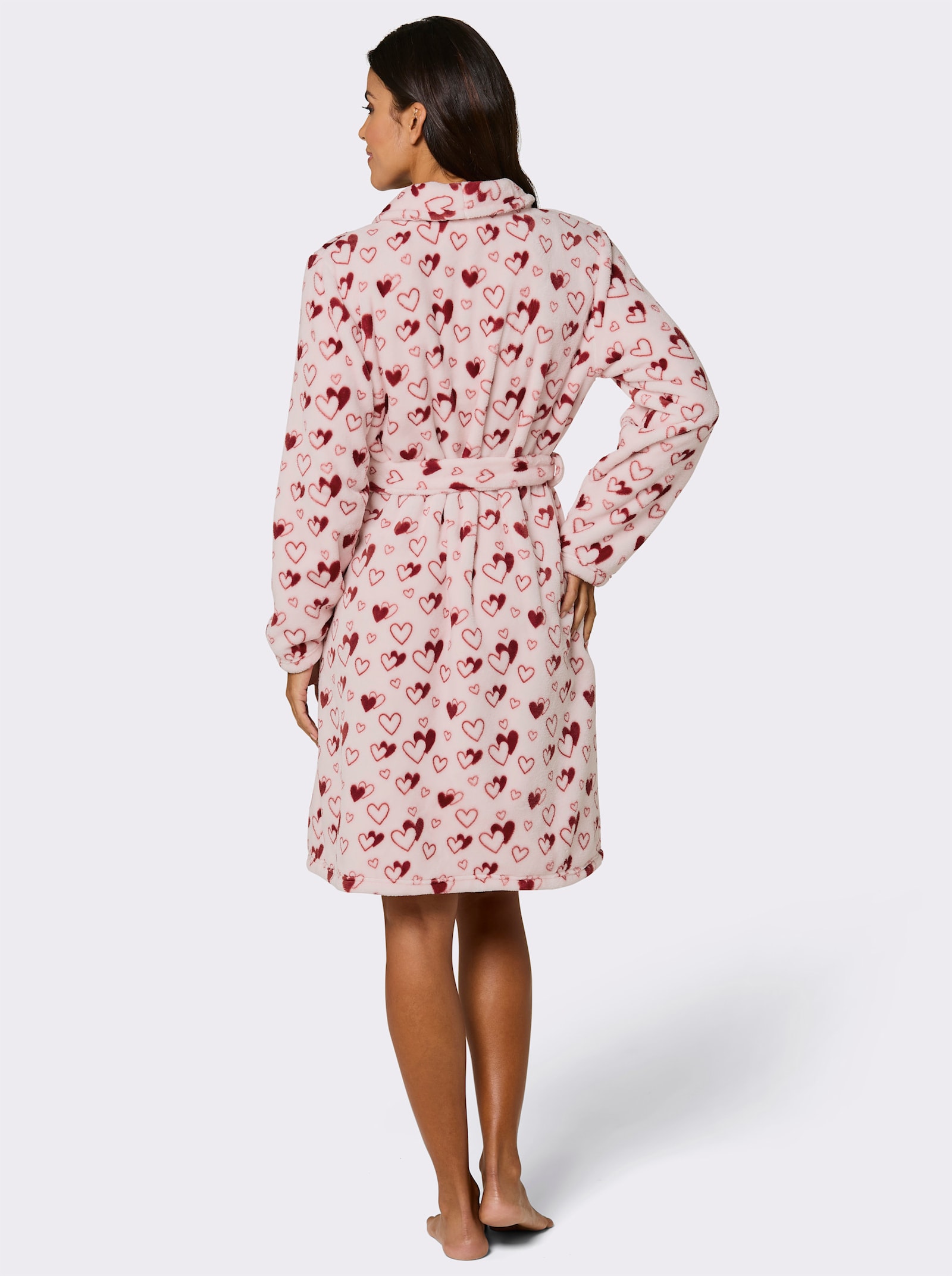 feel good Bademantel mit Herz-Druck - hellrosé-kirsche