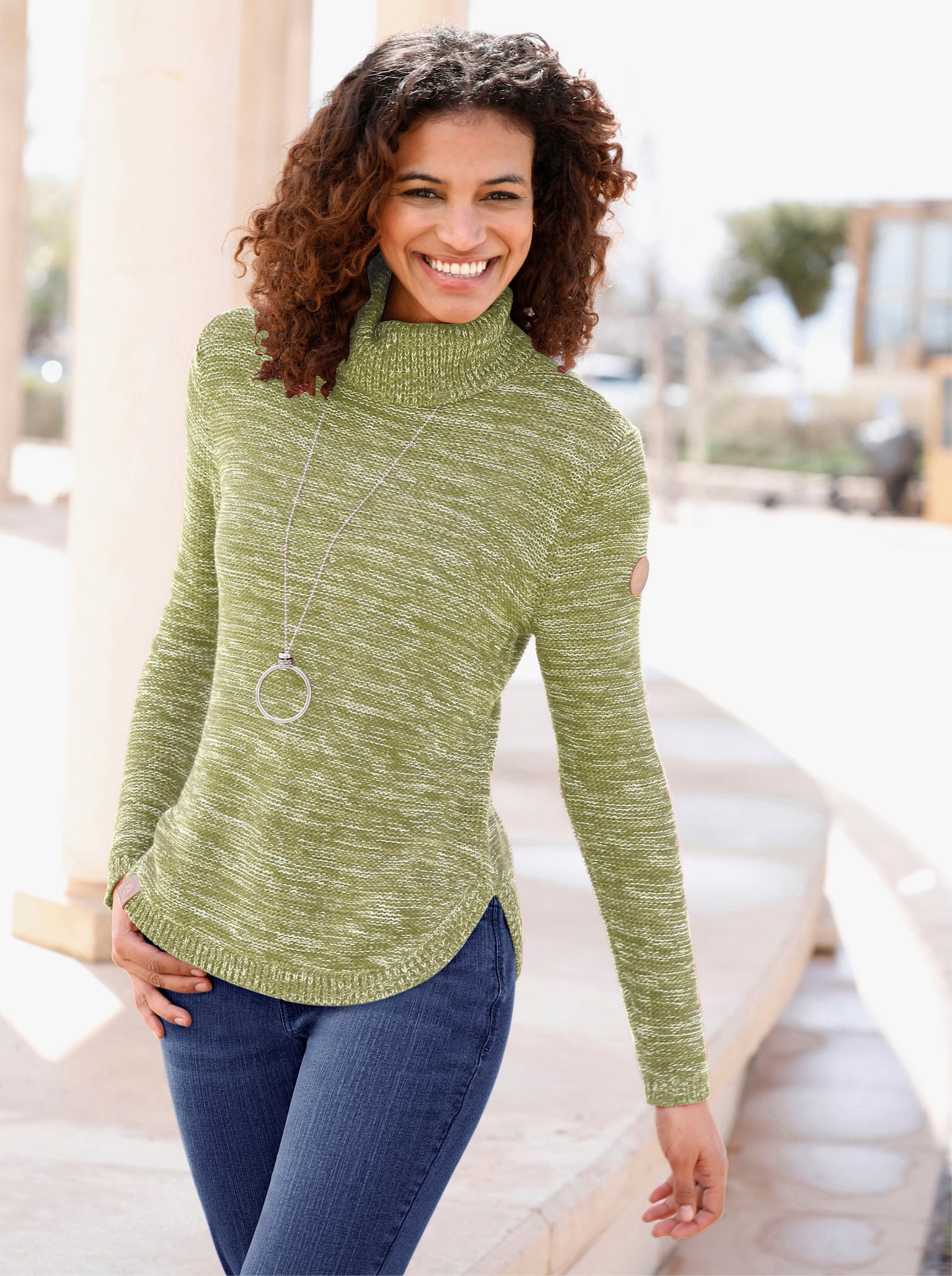 Pullover mit Rollkragen - schilf-meliert