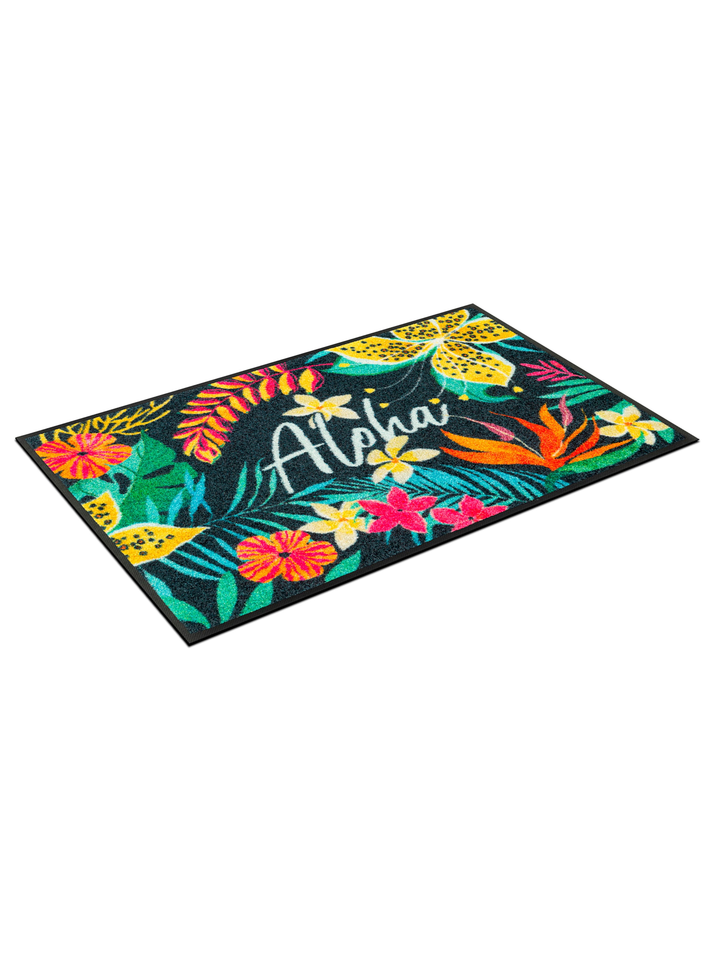 Aloha günstig Kaufen-Fußmatte in anthrazit-bunt von heine. Fußmatte in anthrazit-bunt von heine <![CDATA[Fußmatte Mit blumigem ALOHA-Gruß. Äußerst strapazierfähig und UV-beständig. Für den Innen- und überdachten Außenbereich geeignet. Rückseite rutschhemme