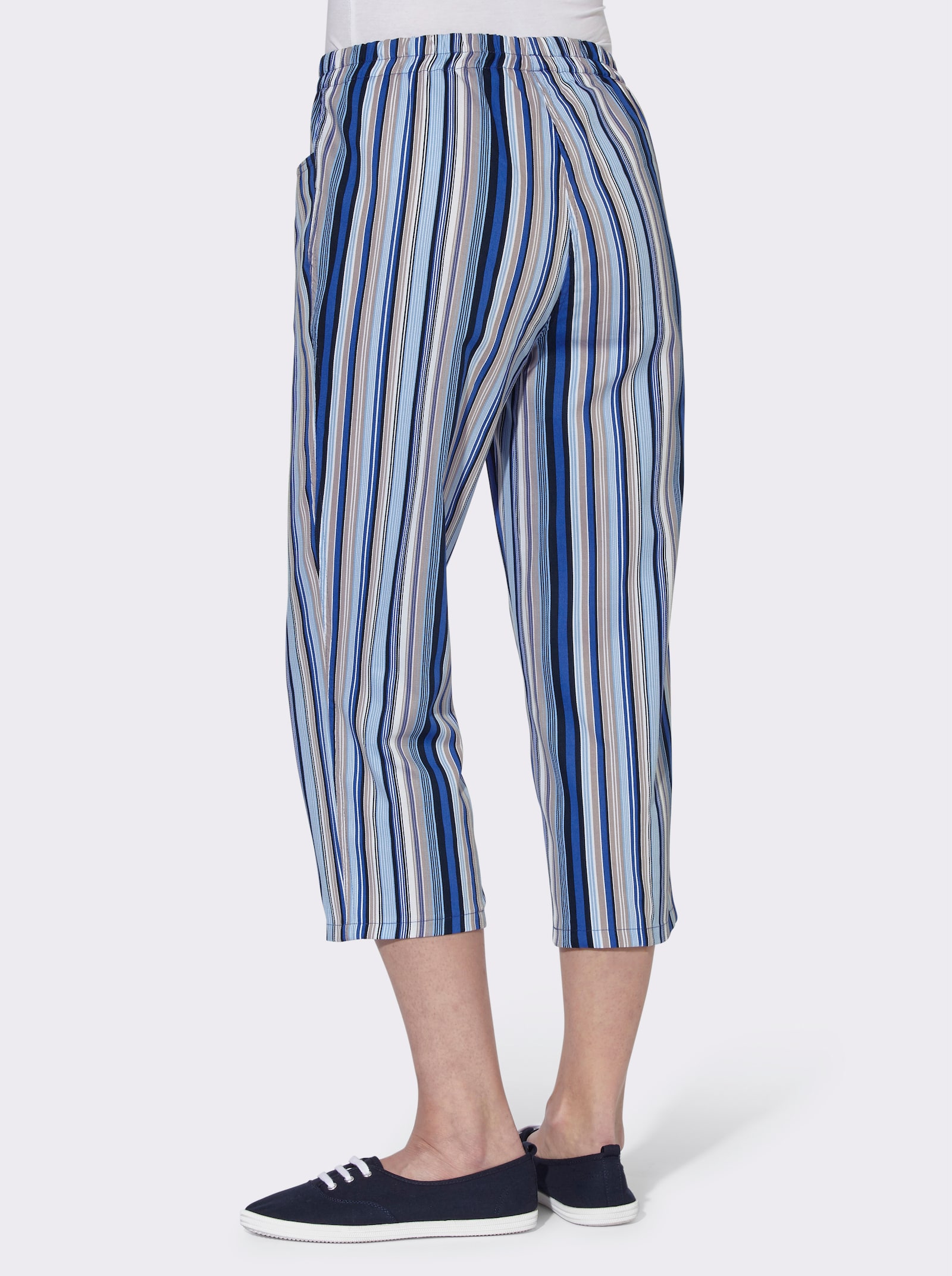 Caprihose aus reiner Baumwolle - jeansblau-gestreift