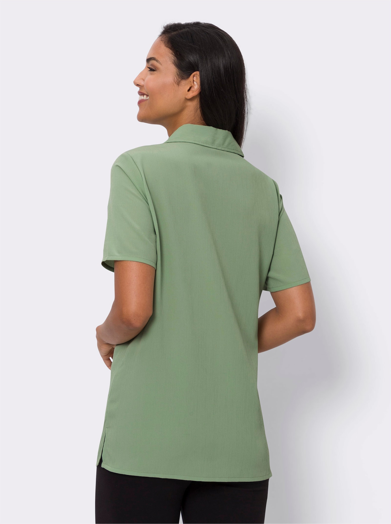 Blusenjacke mit Seitenschlitzen - eucalyptus