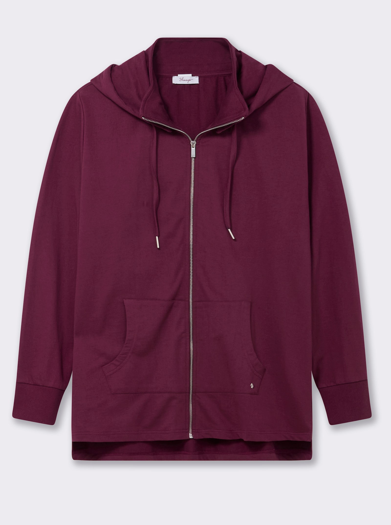 sheego Sweatjacke mit abknöpfbarer Kapuze - bordeaux